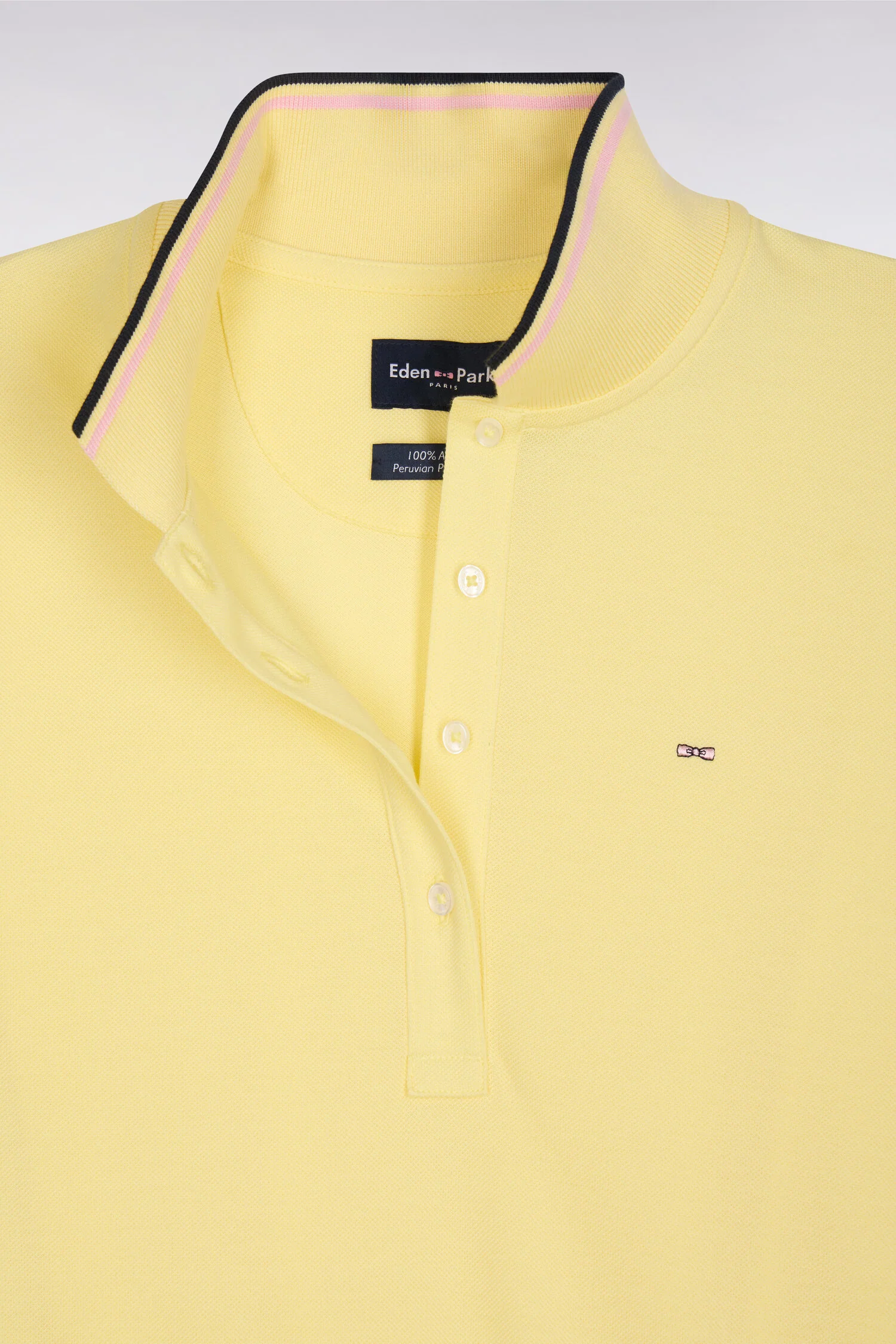 Polo Ă manches courtes en coton jaune clair coupe regular - Image 6