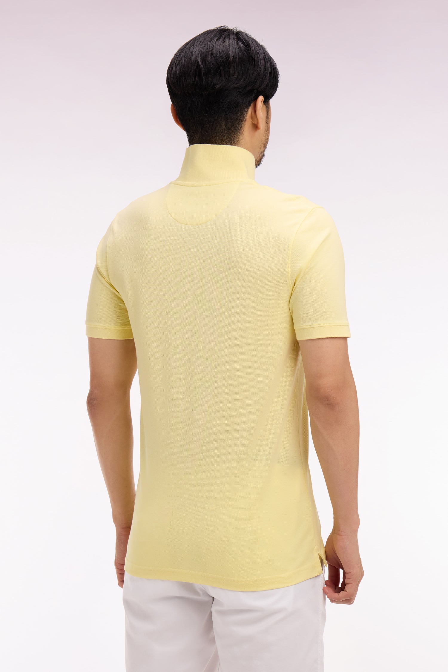 Polo à manches courtes en coton jaune clair coupe regular - Image 5