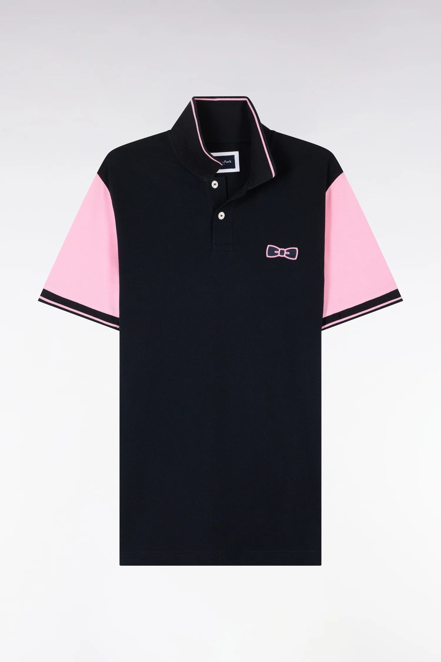 Polo à manches courtes en coton marine à broderie patchée coupe regular - Image 2