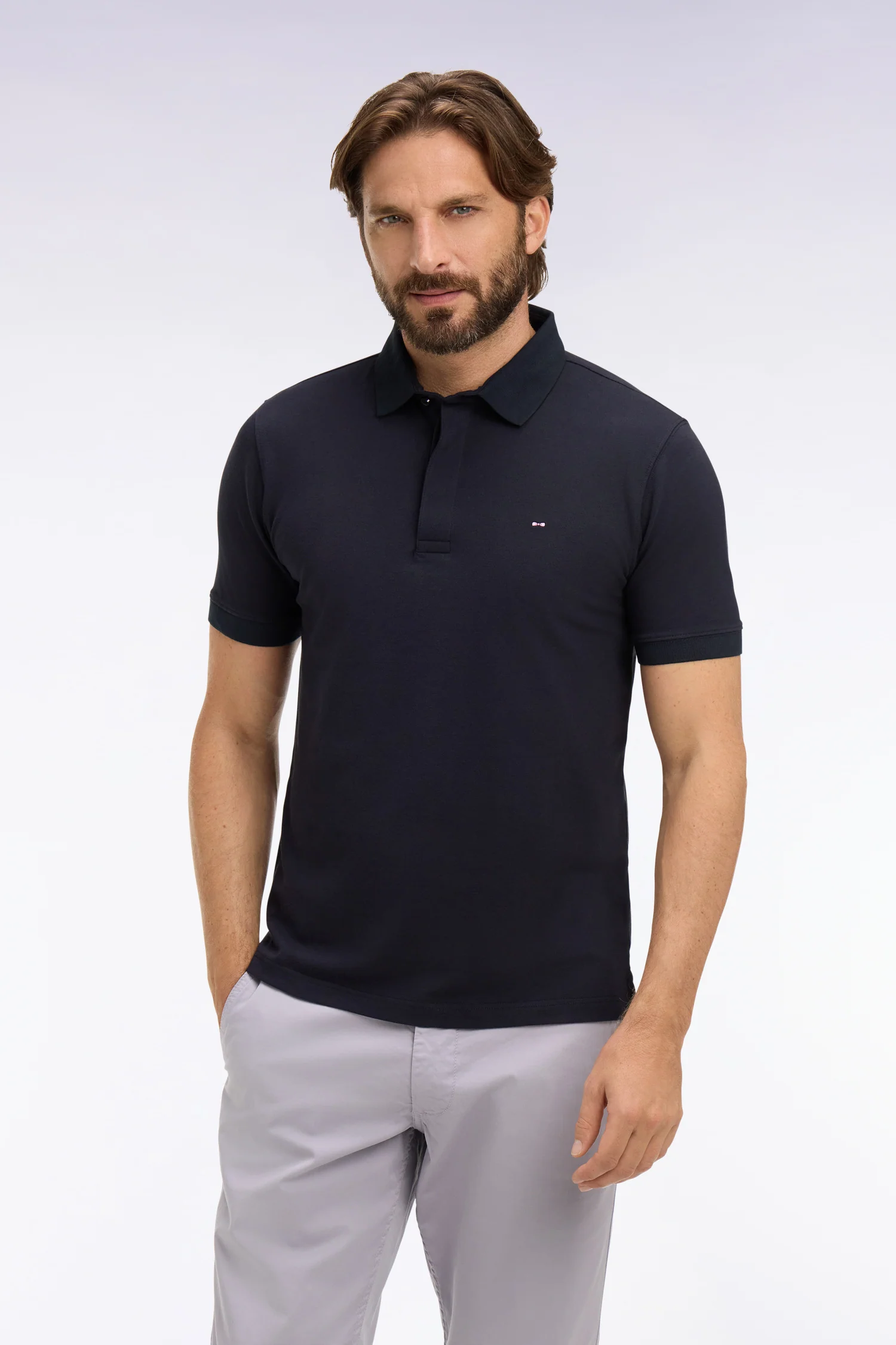Polo Ă manches courtes en coton marine coupe slim - Image 3
