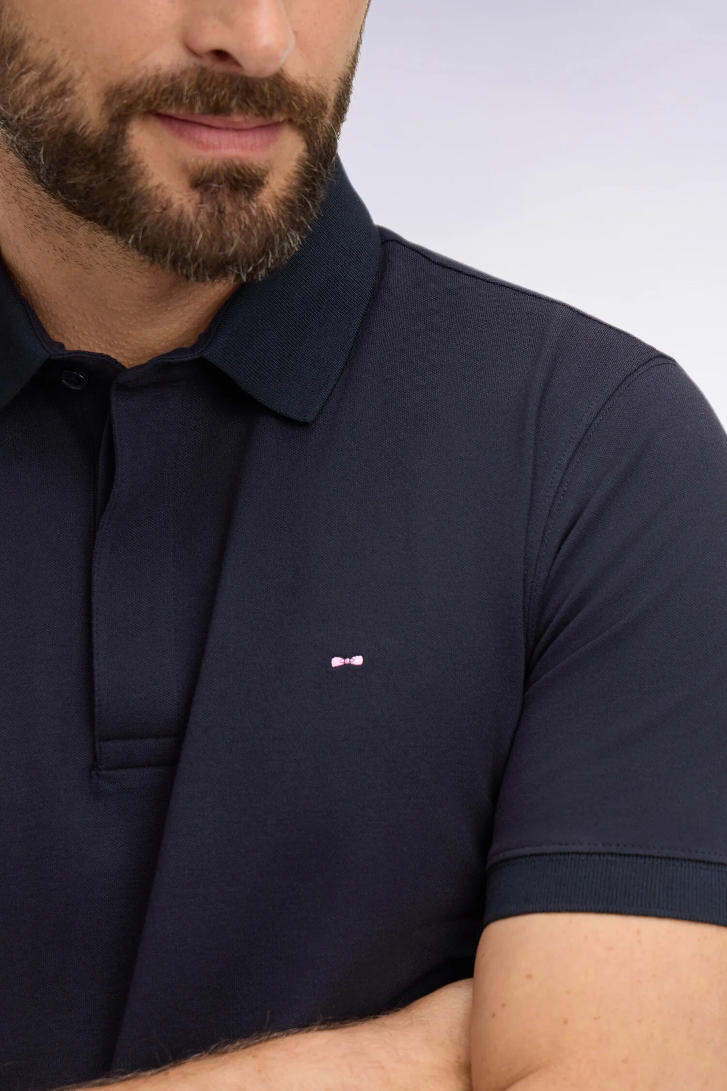 Polo Ă manches courtes en coton marine coupe slim - Image 4