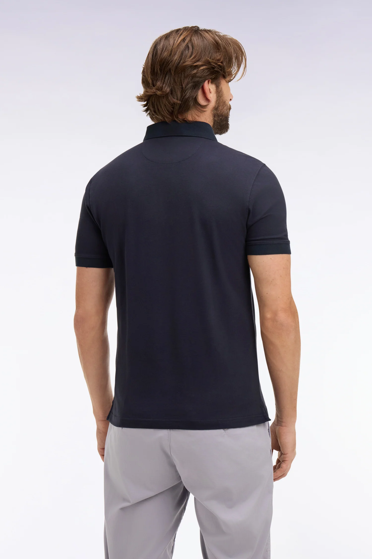 Polo Ă manches courtes en coton marine coupe slim - Image 5