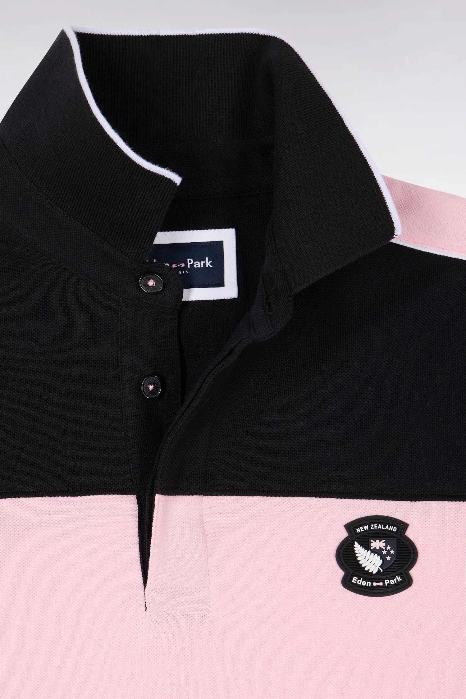 Polo à manches courtes en coton noir et rose New Zealand coupe regular - Image 6