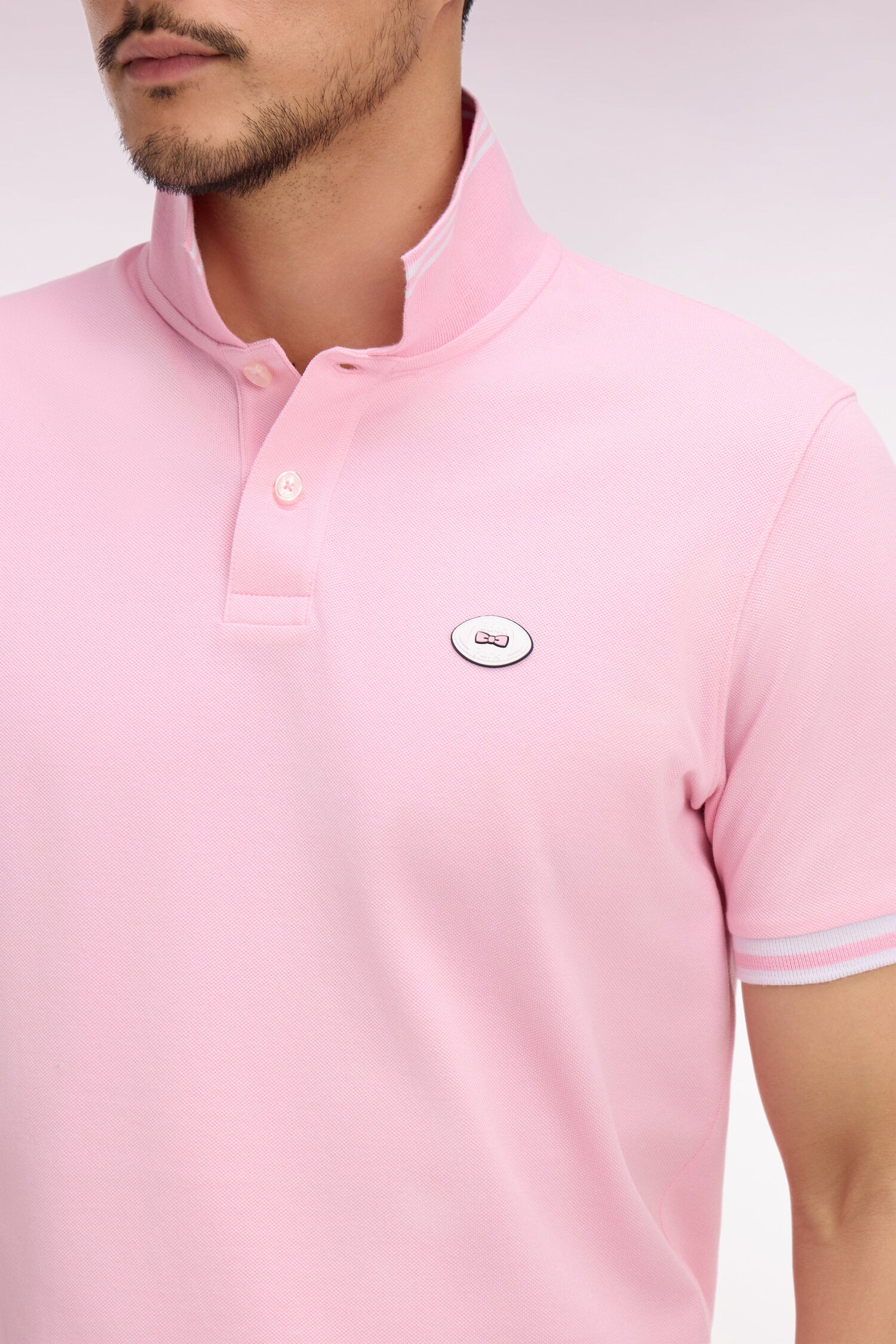 Polo à manches courtes en coton rose - Image 4