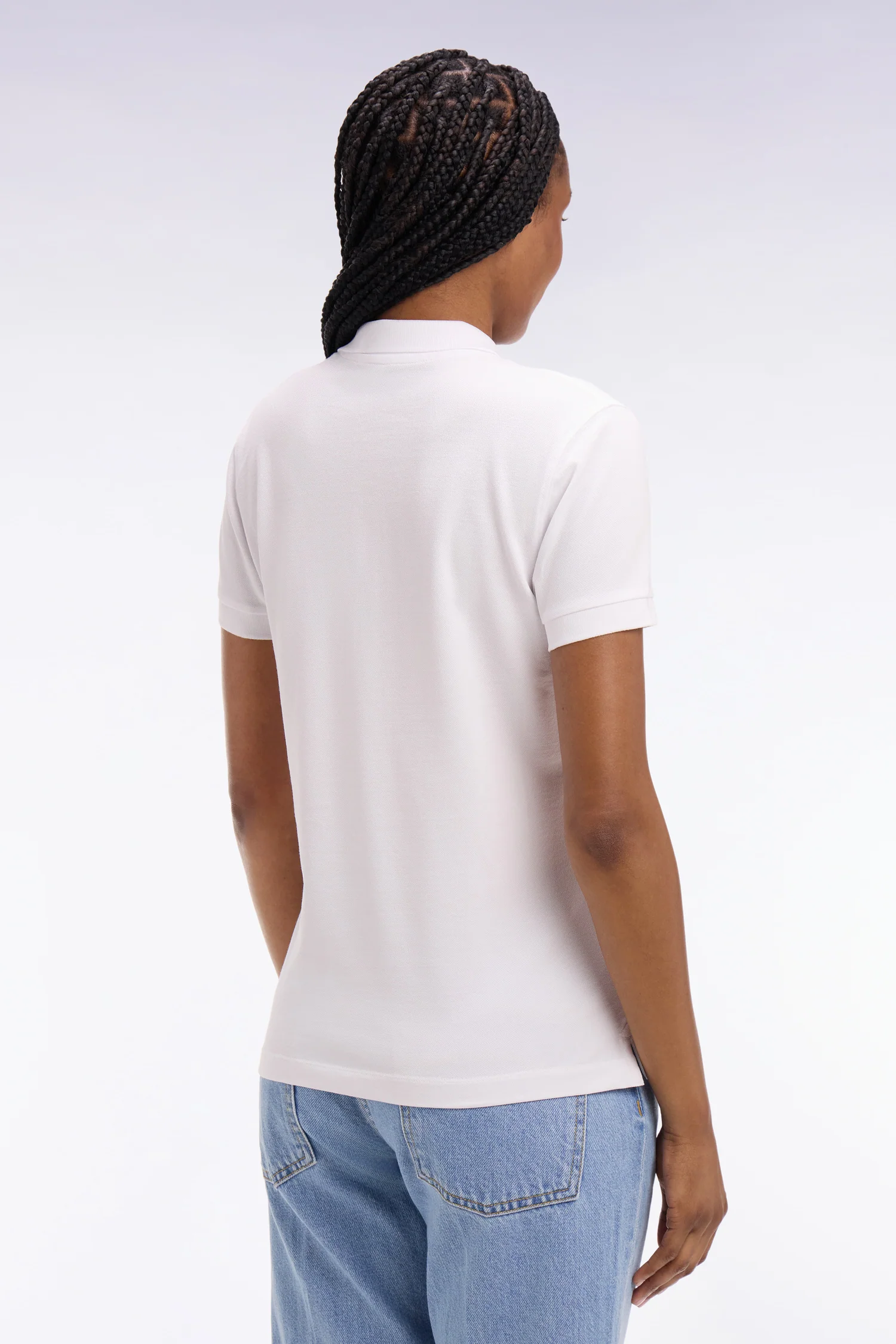 Polo à manches courtes en coton stretch blanc - Image 5
