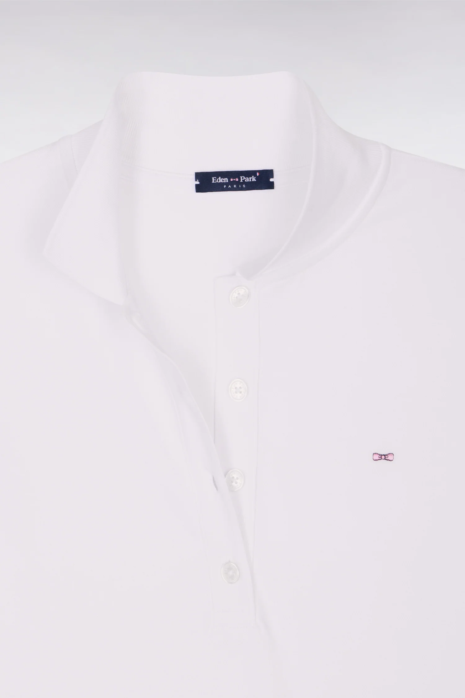 Polo à manches courtes en coton stretch blanc - Image 6