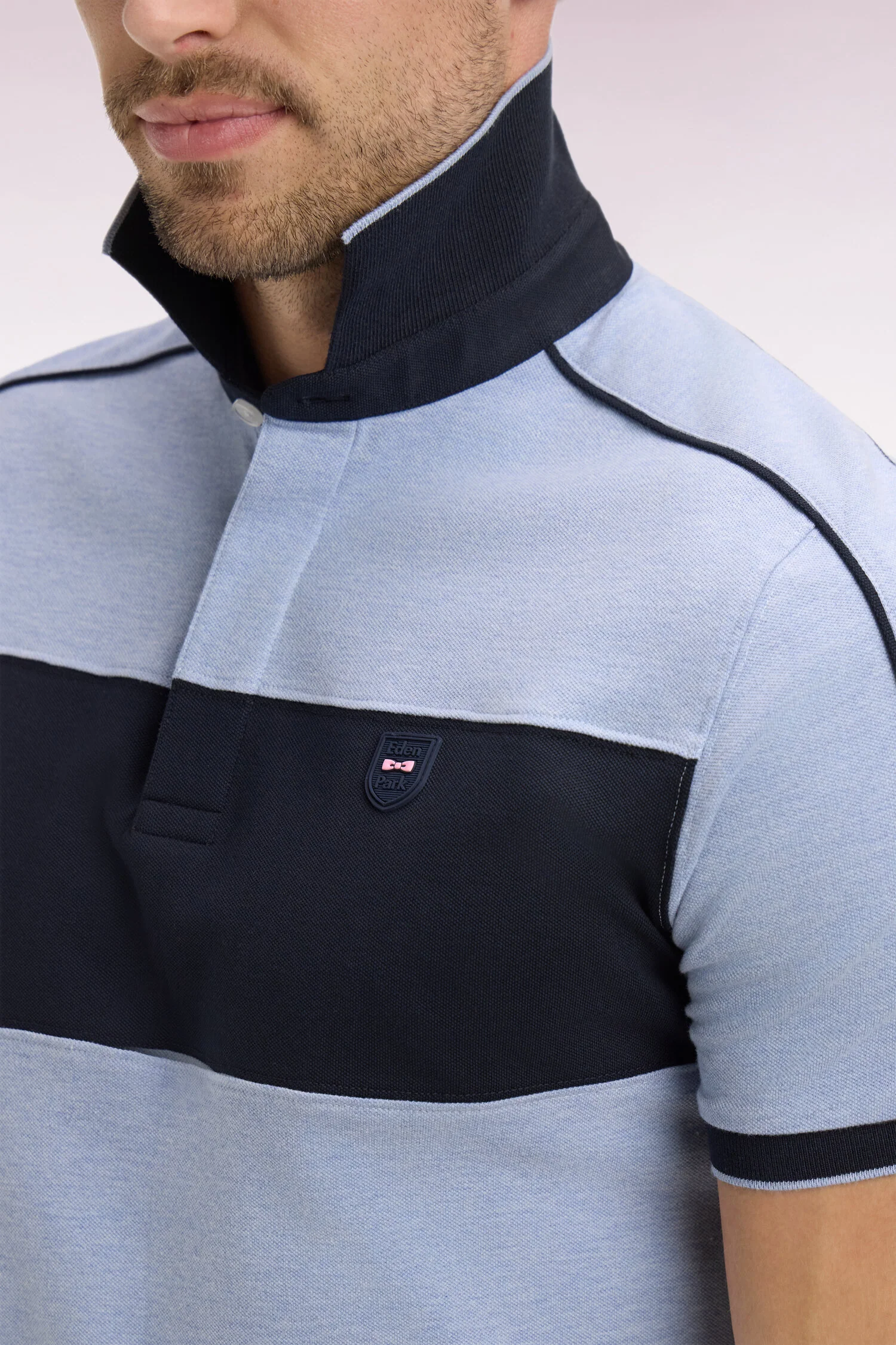 Polo à manches courtes en coton stretch ciel coupe slim - Image 4