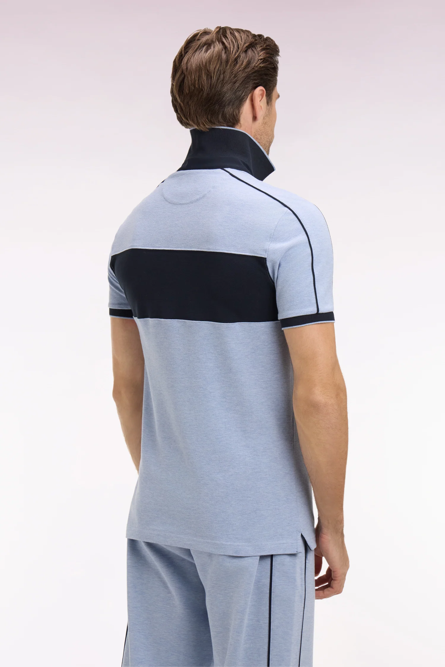 Polo à manches courtes en coton stretch ciel coupe slim - Image 5