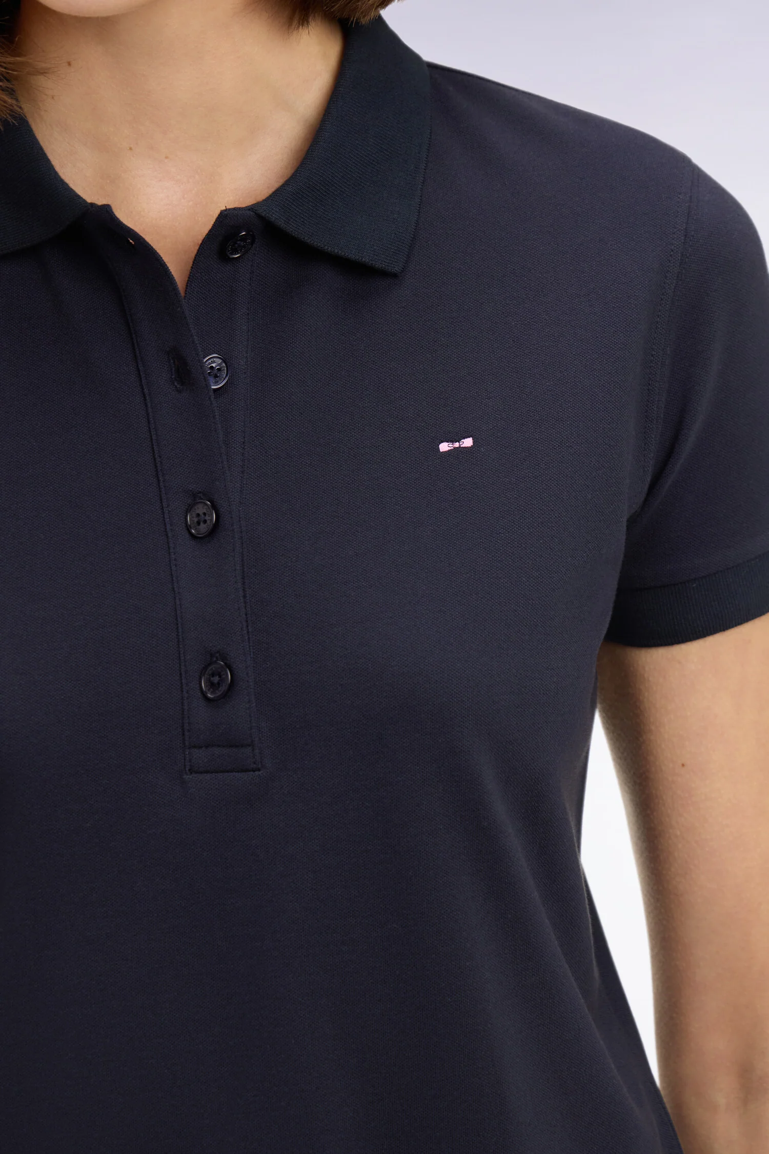 Polo à manches courtes en coton stretch marine - Image 4