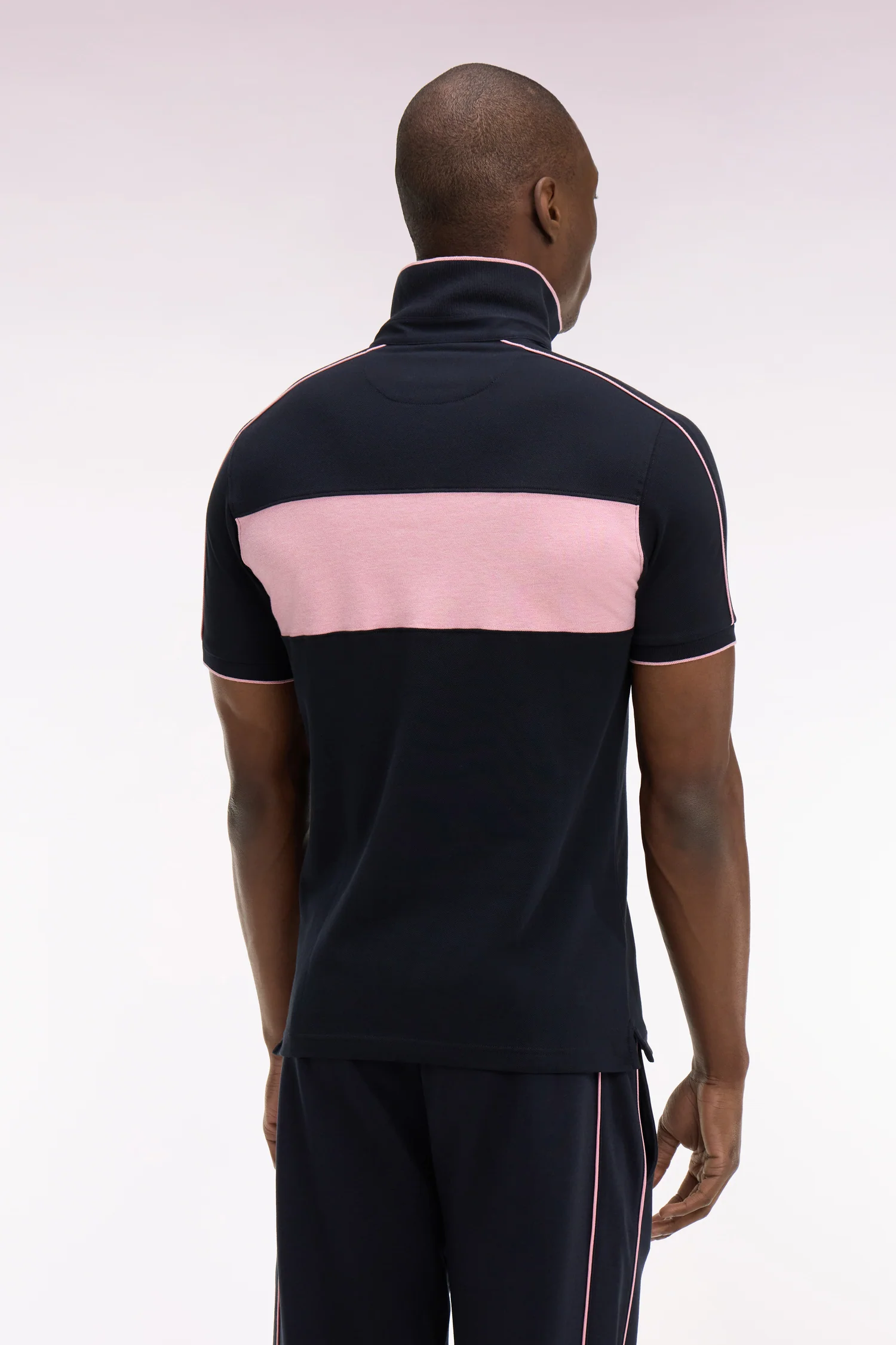 Polo à manches courtes en coton stretch rose coupe slim - Image 5