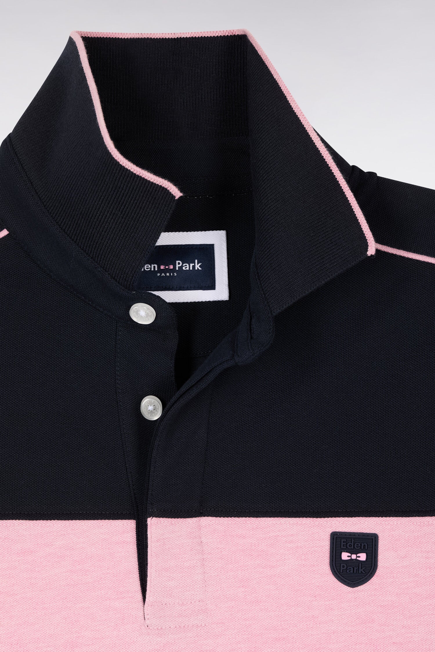 Polo à manches courtes en coton stretch rose coupe slim - Image 6
