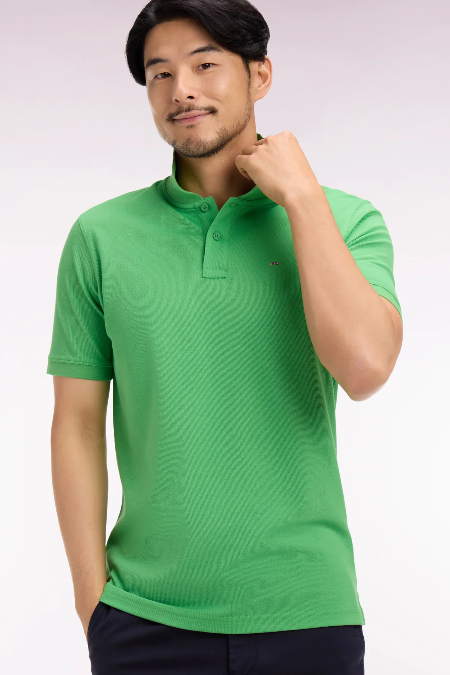 Polo à manches courtes en coton vert coupe regular