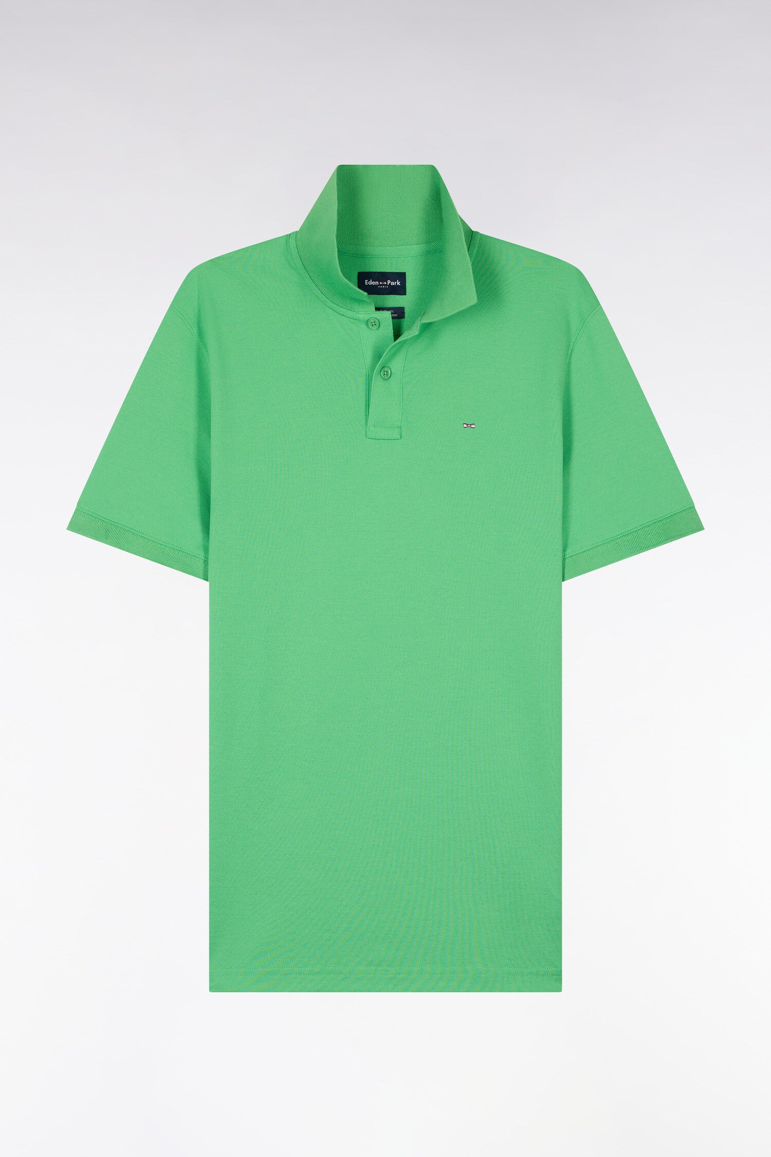 Polo à manches courtes en coton vert coupe regular - Image 2