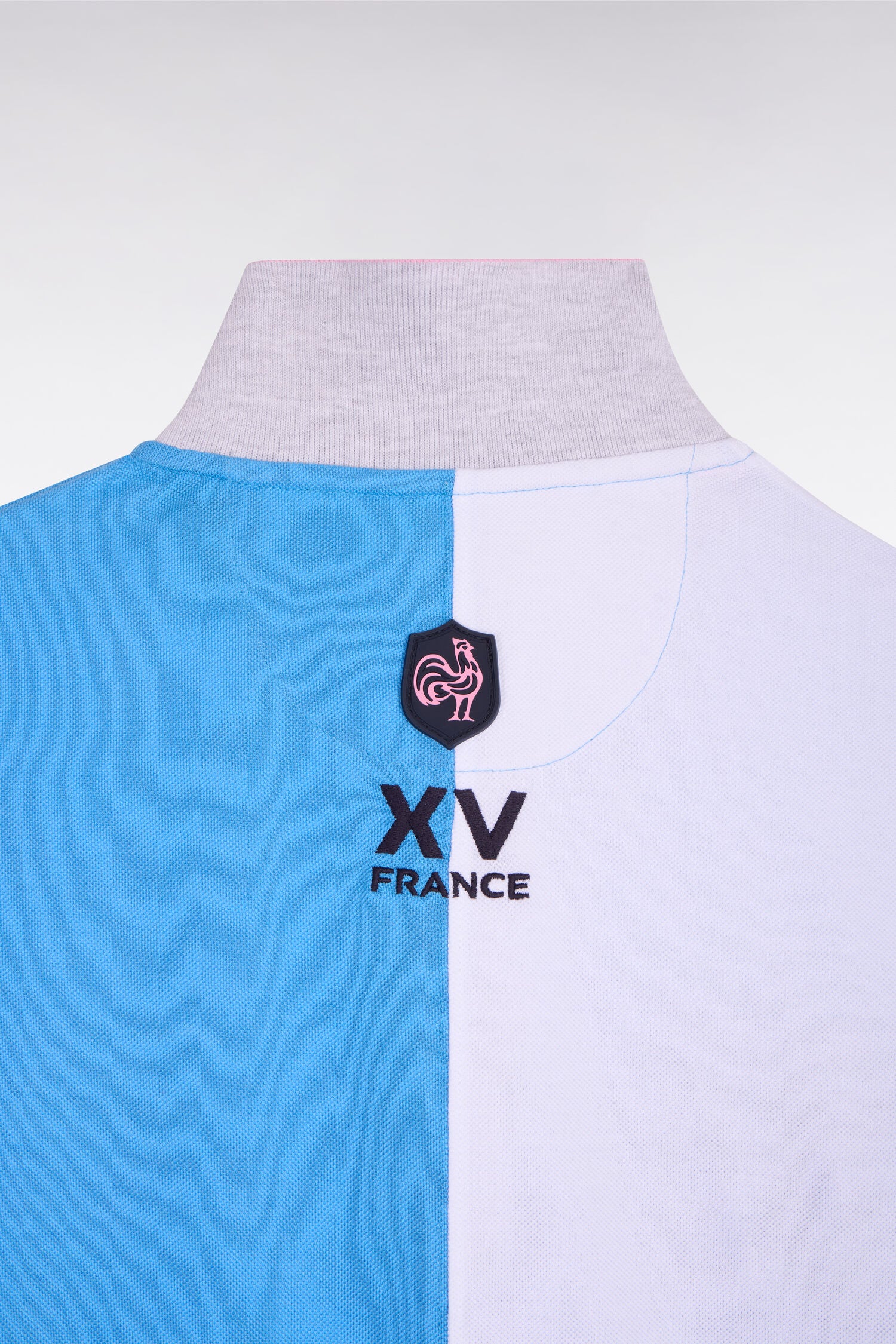 Polo à manches courtes XV de France en coton bleu à découpes verticales - Image 6