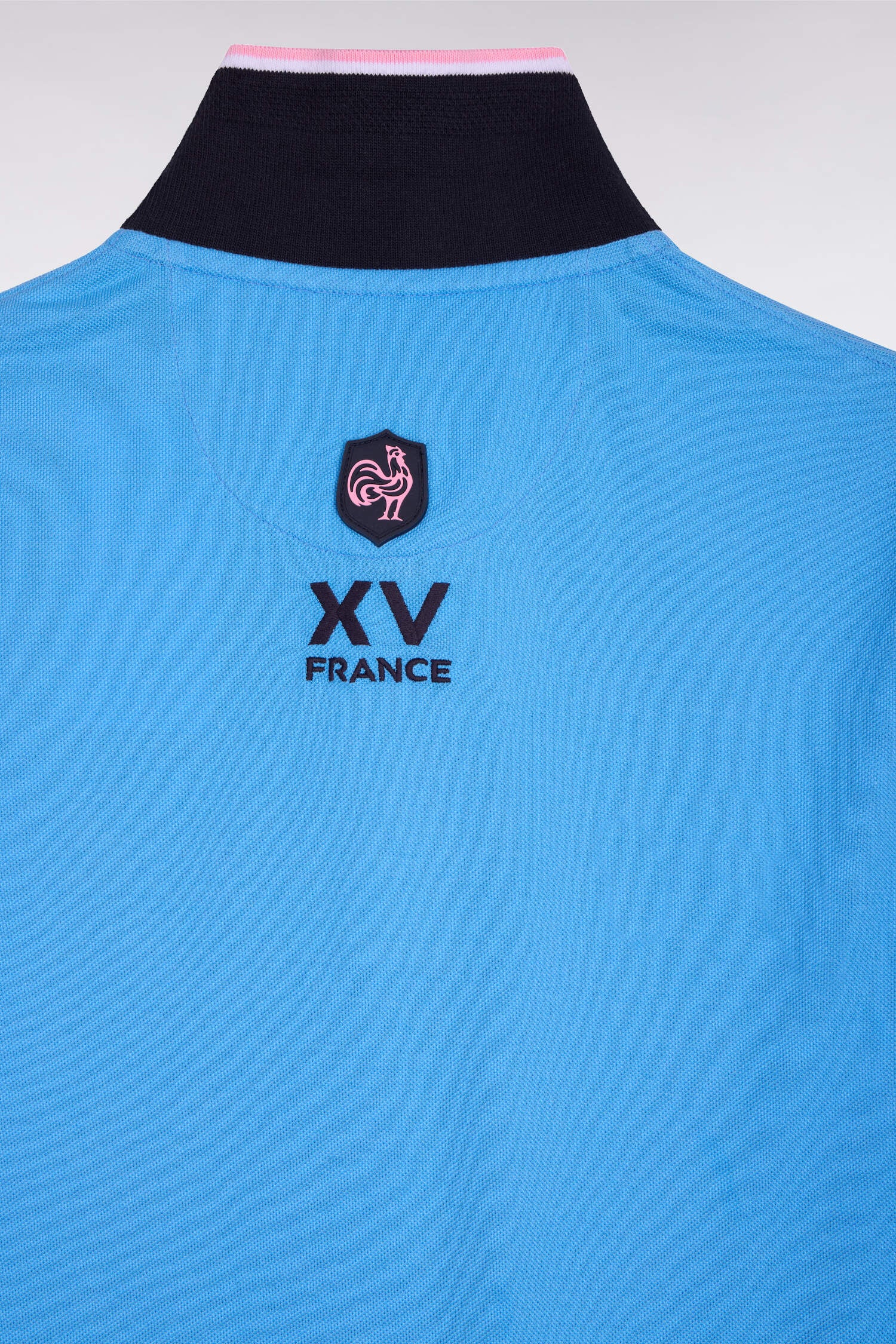 Polo à manches courtes XV de France en piqué coton bleu à découpes de manches - Image 6