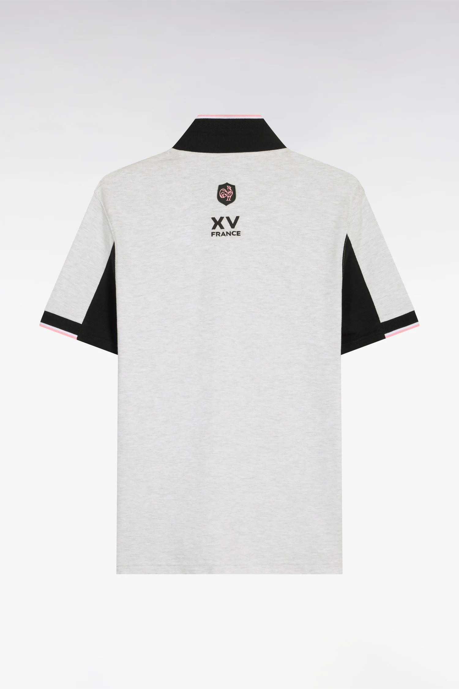 Polo à manches courtes XV de France en piqué coton gris clair à découpes de manches - Image 2