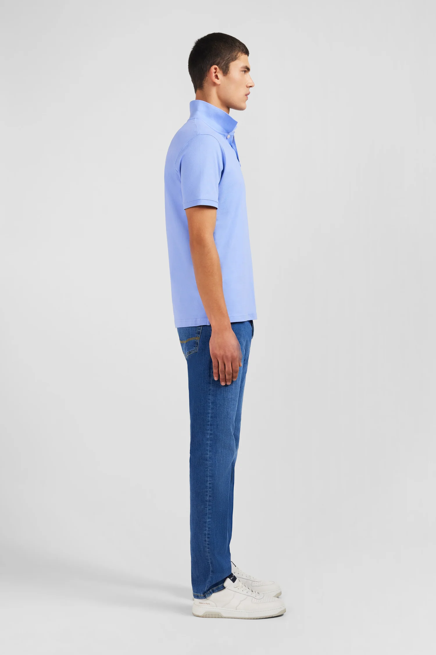 Polo bleu en coton pima stretch - Image 5