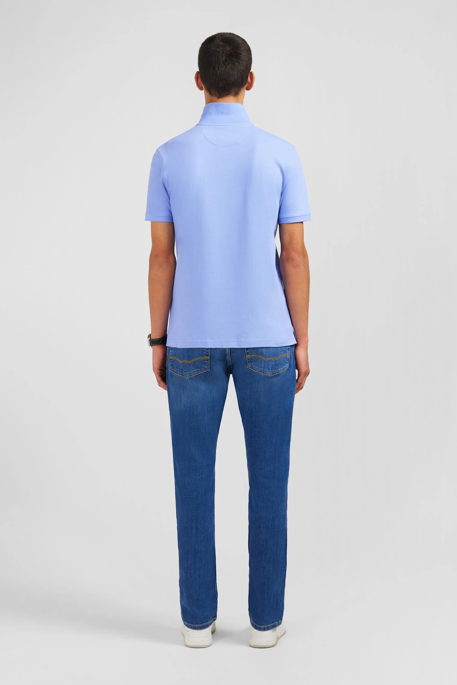 Polo bleu en coton pima stretch - Image 6
