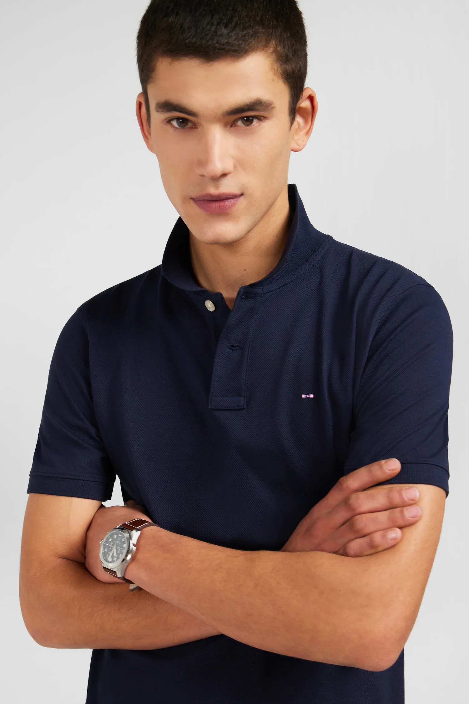 Polo bleu marine en coton pima stretch - Image 3