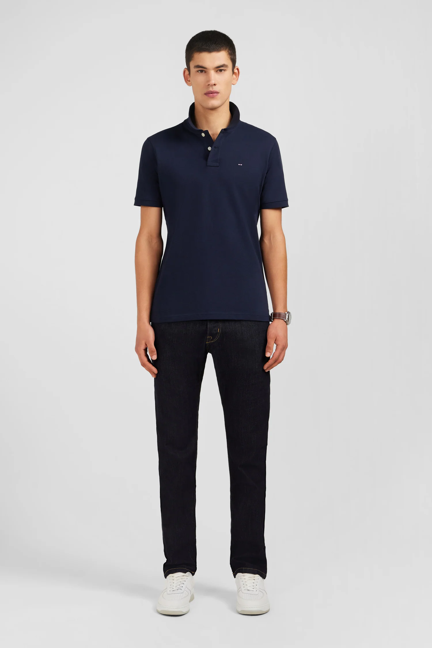 Polo bleu marine en coton pima stretch - Image 7
