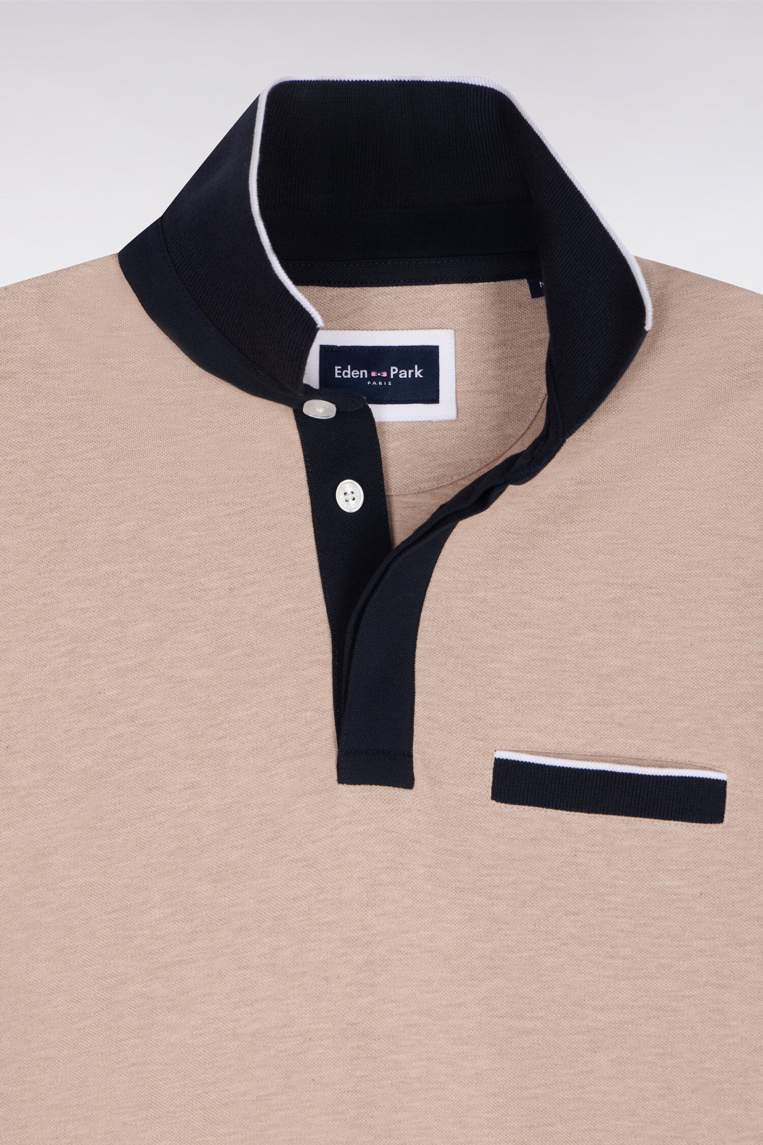 Polo manches courtes en piqué coton stretch beige coupe slim - Image 6