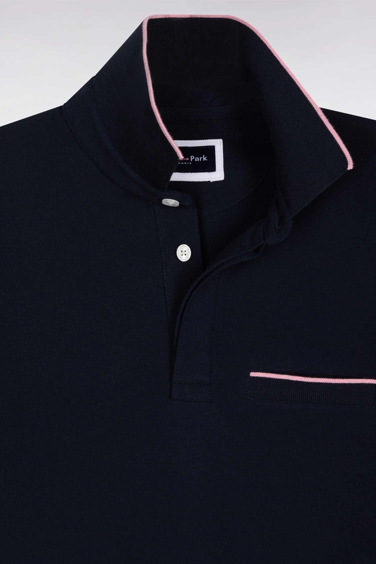 Polo manches courtes en piqué coton stretch marine coupe slim - Image 2