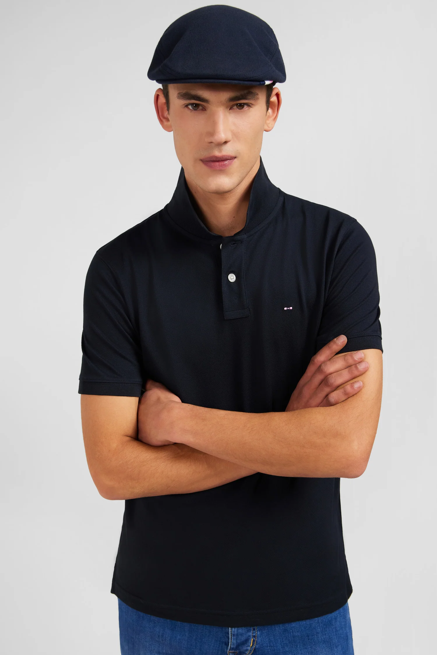 Polo noir en coton pima stretch - Image 3