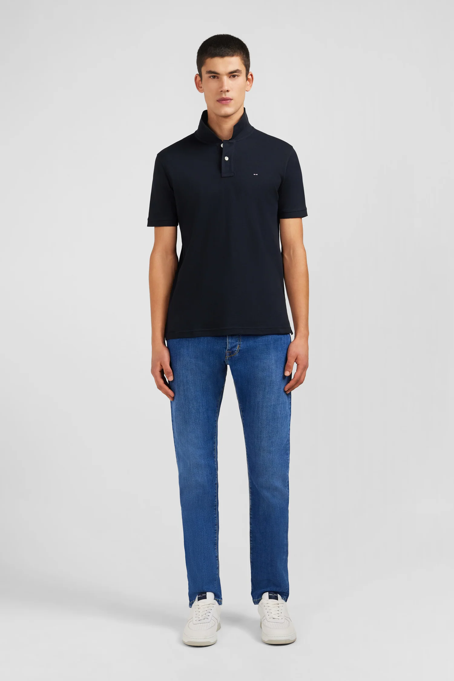 Polo noir en coton pima stretch - Image 7