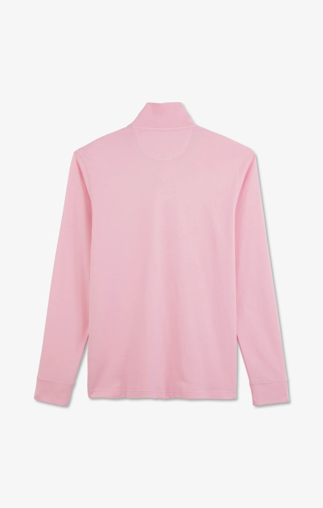 Polo manches longues rose uni en piqué de coton stretch - Image 4
