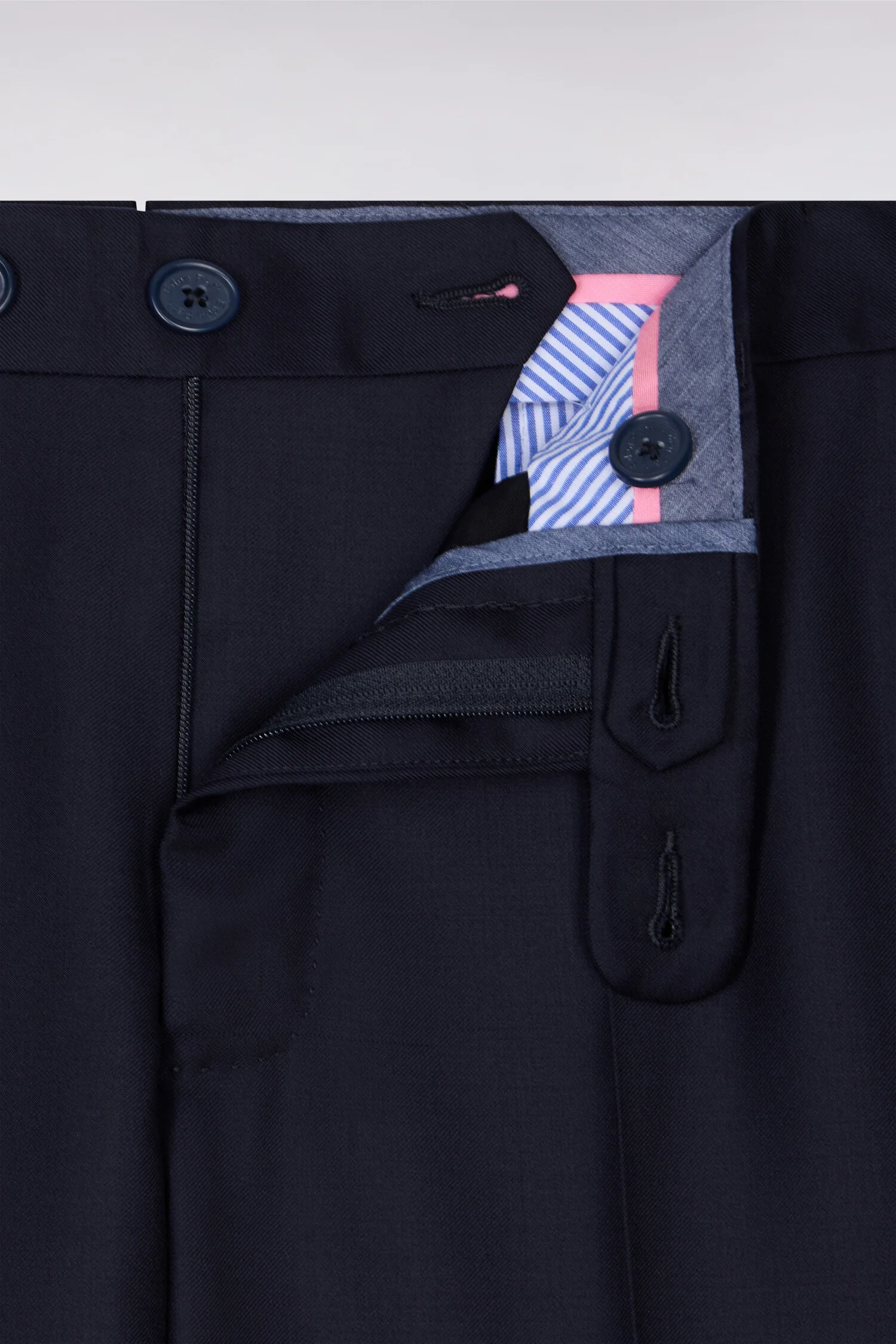 Pantalon regular bleu foncé en laine à plis cassés - Image 6