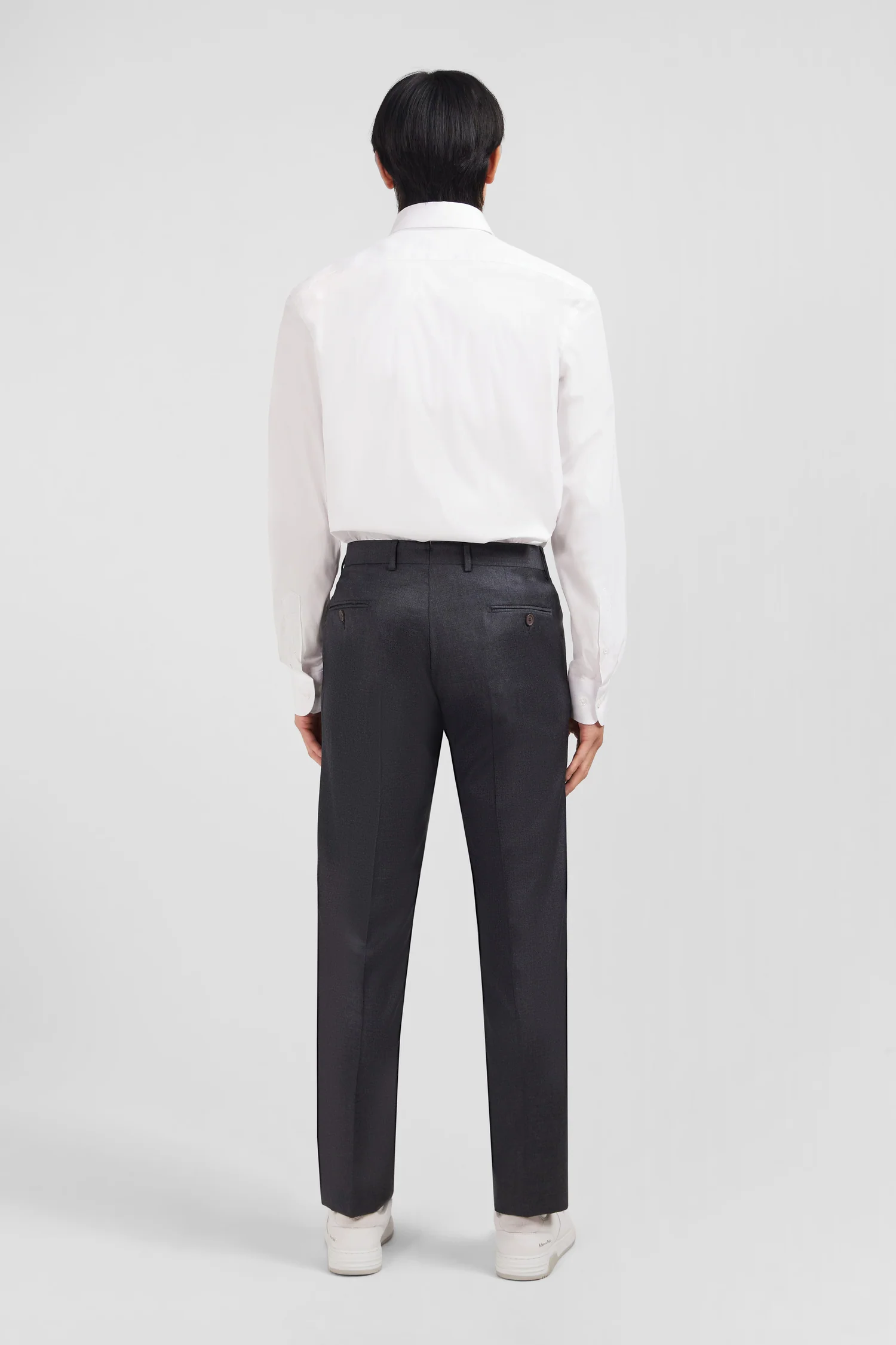 Pantalon regular gris en laine à plis cassés - Image 3