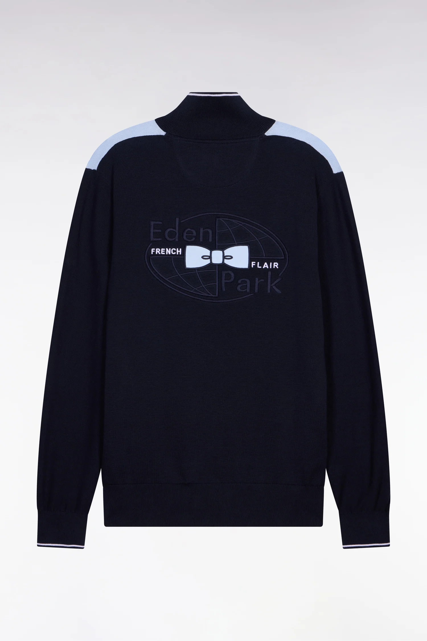 Pull à col maillot en coton ciel brodé - Image 2