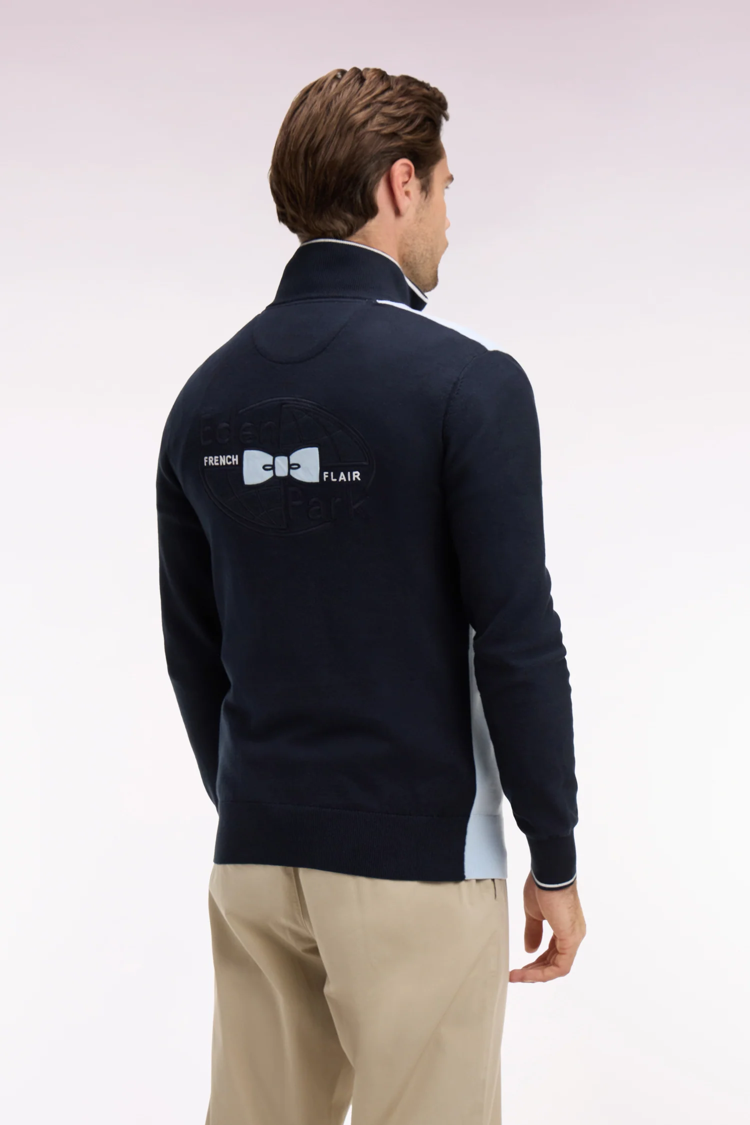 Pull à col maillot en coton ciel brodé - Image 5