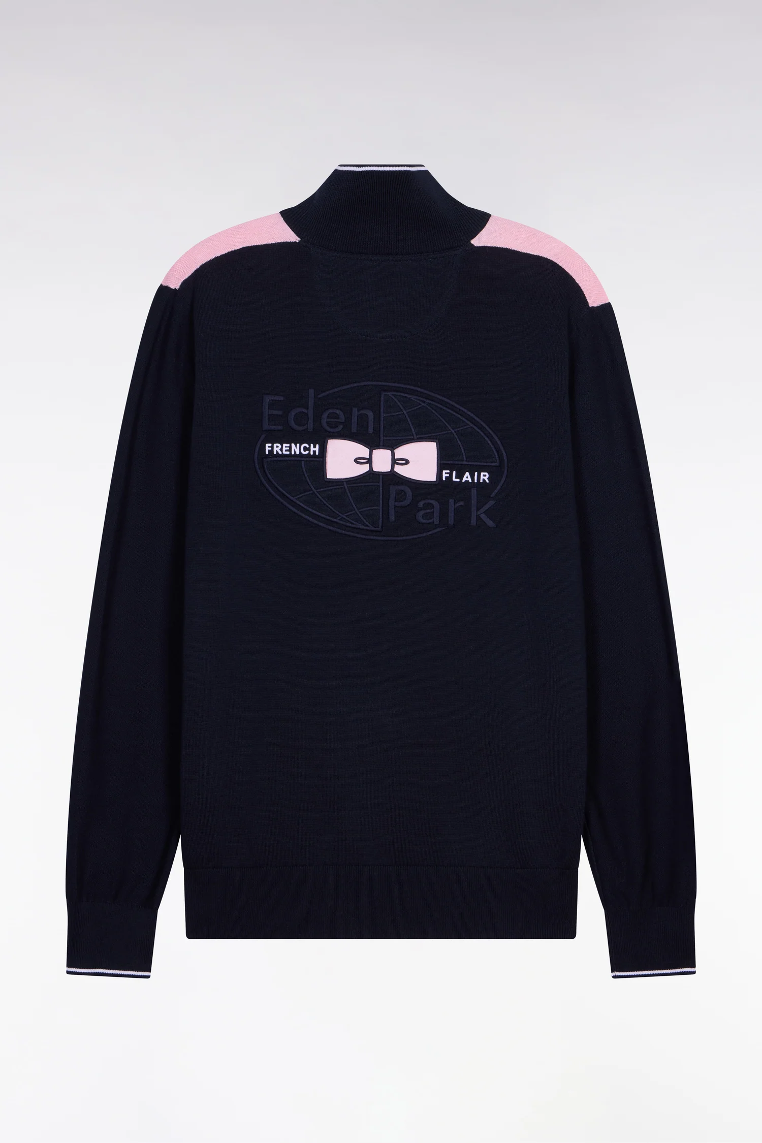 Pull à col maillot en coton rose brodé - Image 2
