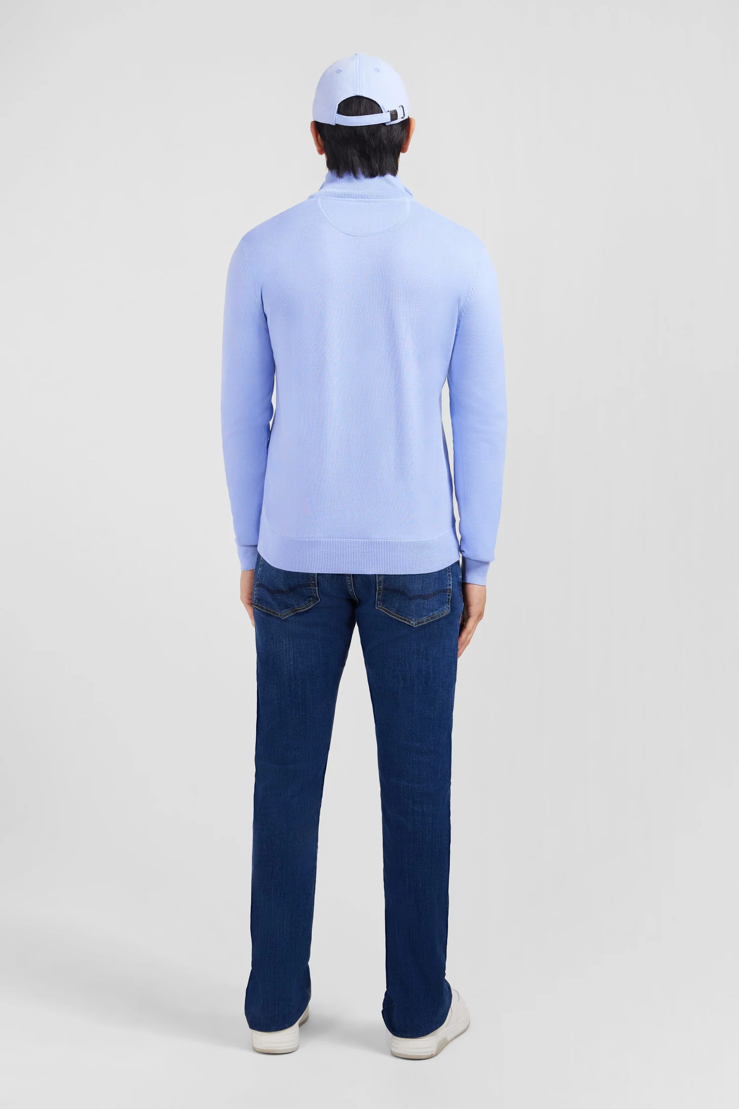 Pull bleu à col camionneur en coton - Image 6