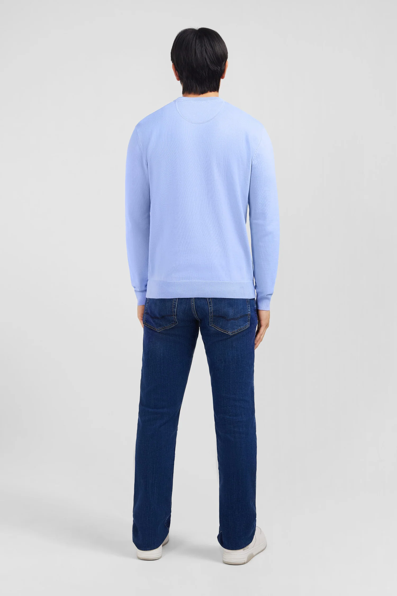Pull bleu à col rond en coton - Image 6