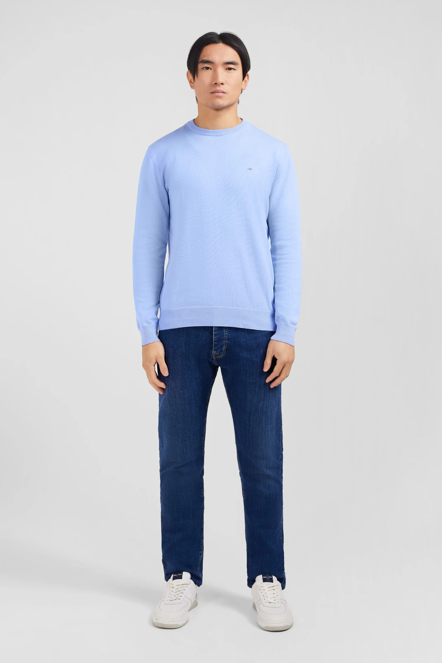 Pull bleu à col rond en coton - Image 7