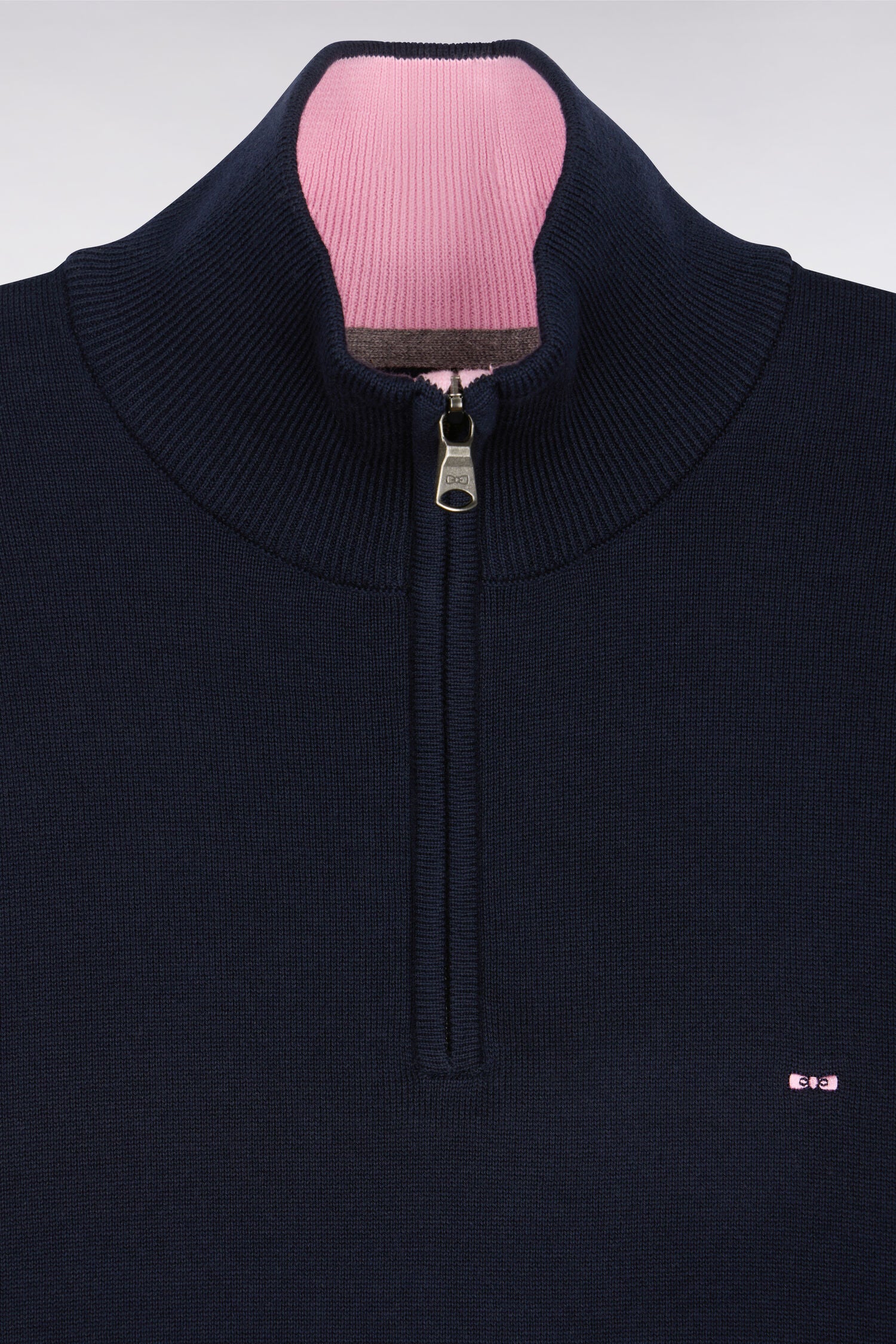 Pull bleu marine à col camionneur en coton - Image 7