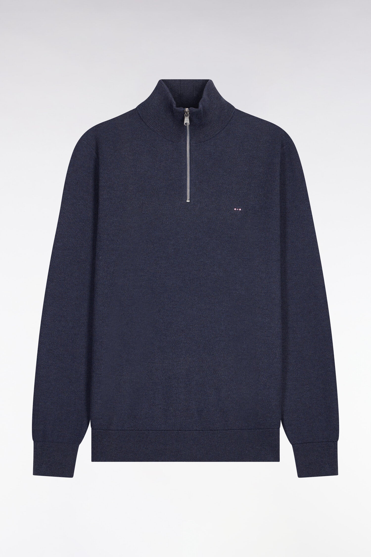 Pull col camionneur en coton bleu foncé - Image 2
