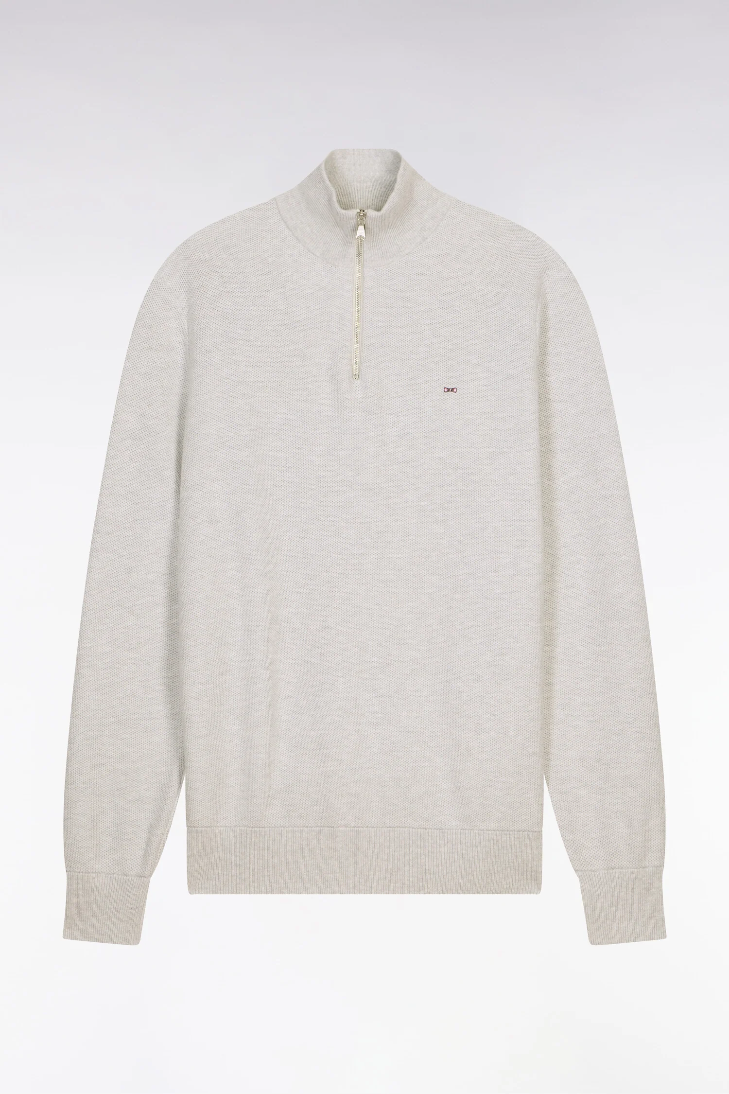 Pull col camionneur en coton gris clair - Image 2