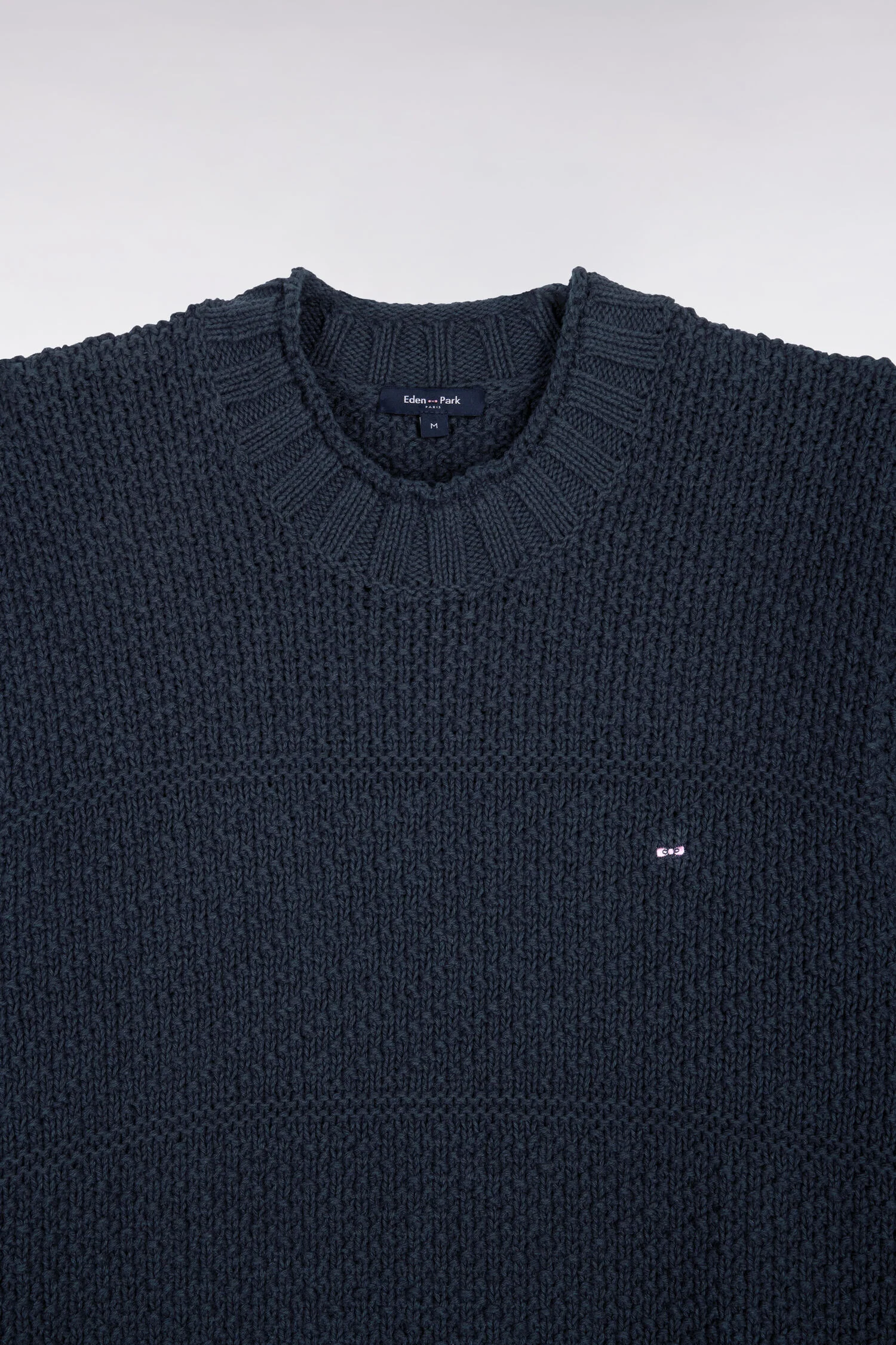 Pull col montant en lin et coton marine - Image 6