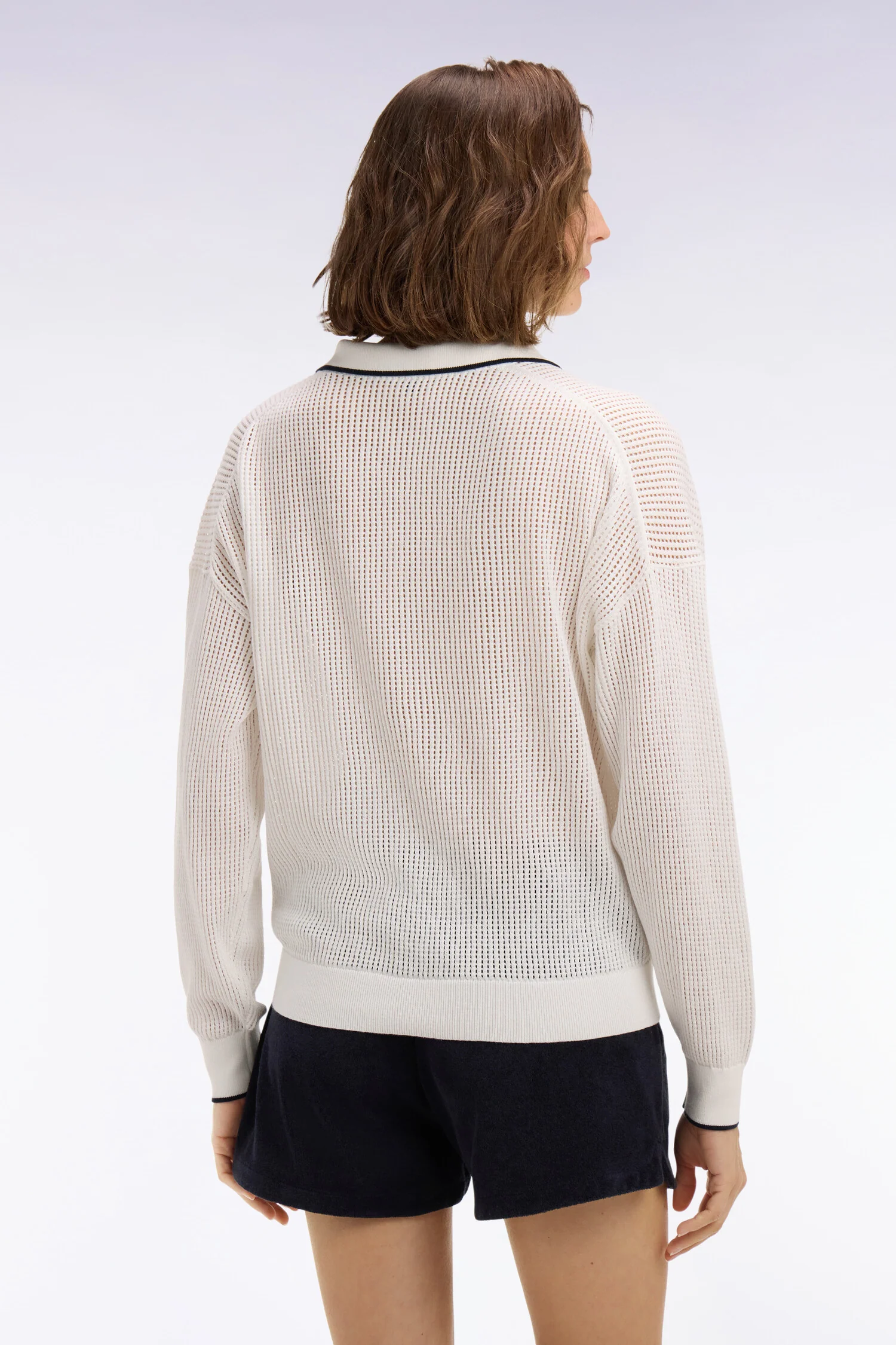 Pull col polo en coton blanc - Image 5