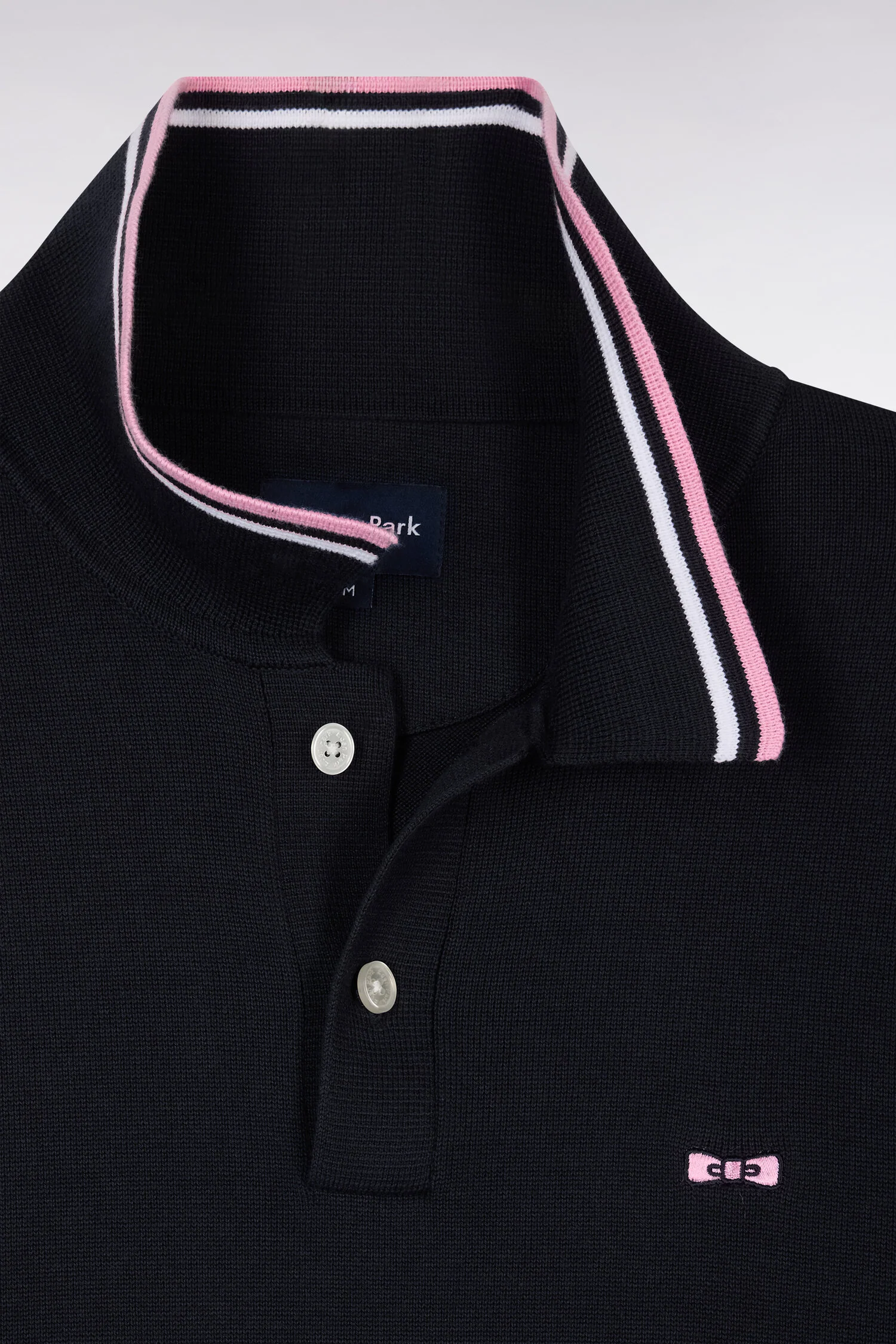 Pull col polo en coton marine Ă rayures fines - Image 6