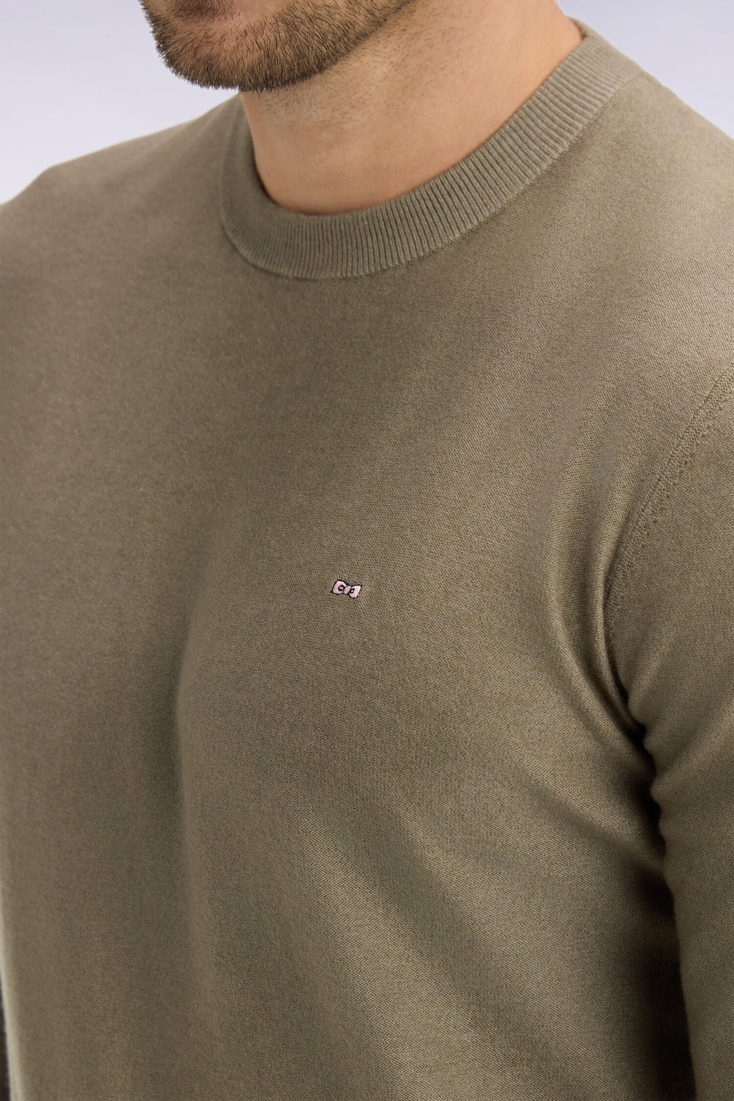 Pull col rond en coton et lyocell mélangés marron - Image 4