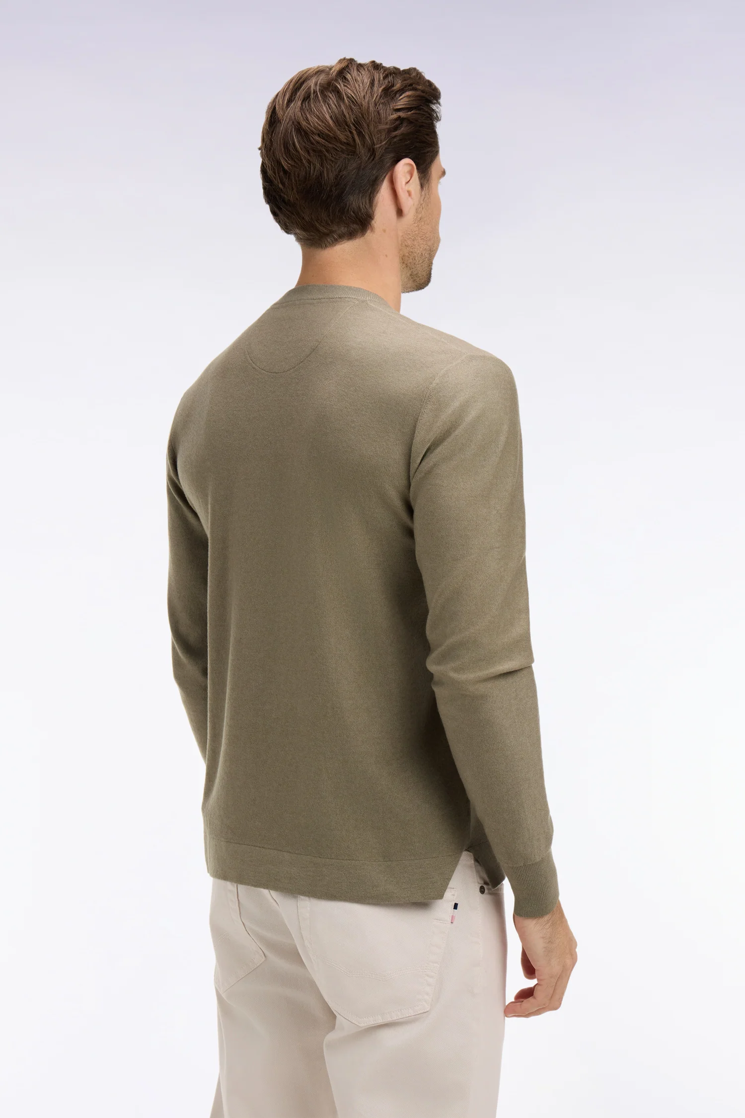 Pull col rond en coton et lyocell mélangés marron - Image 5