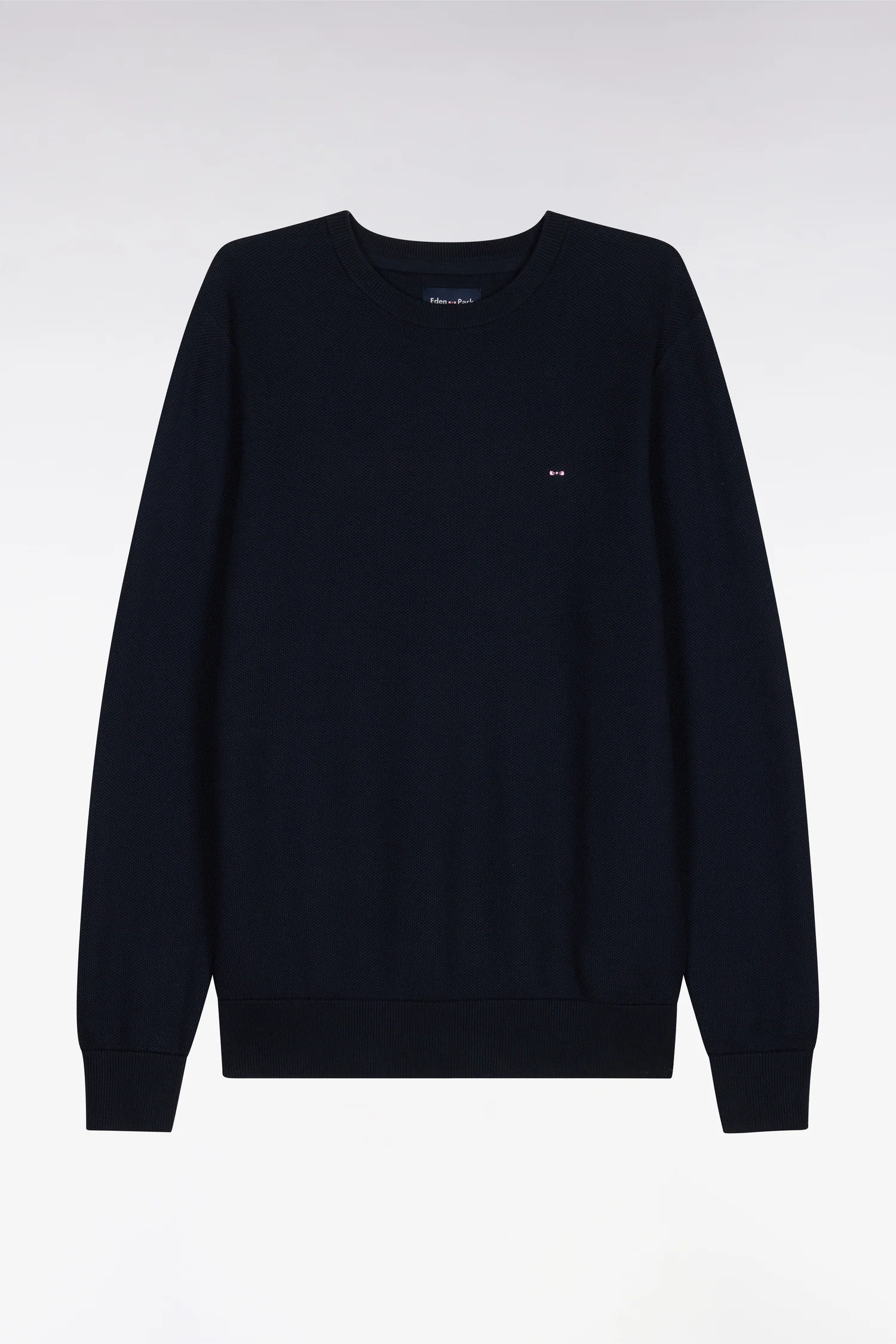 Pull col rond en coton marine - Image 2