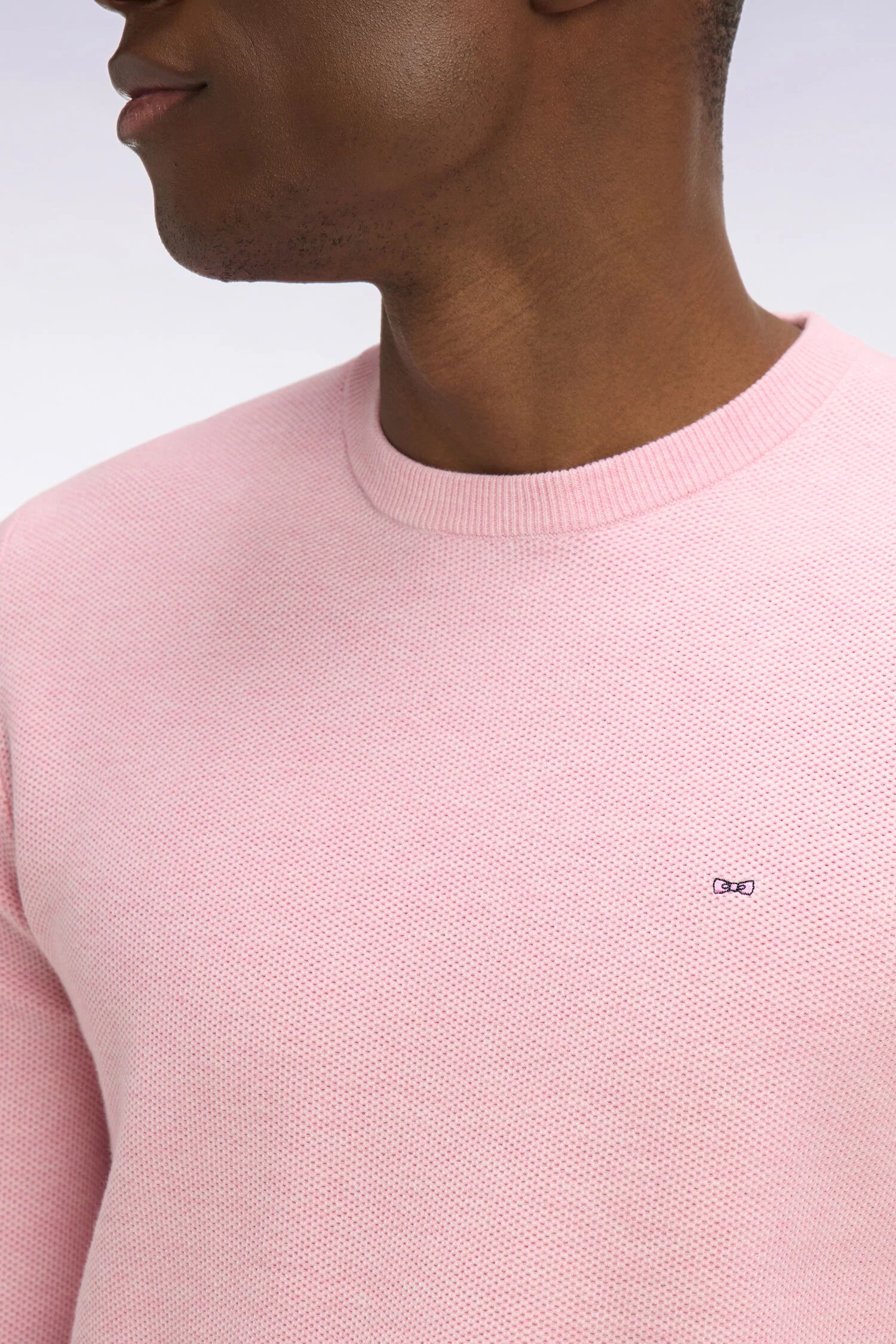 Pull col rond en coton rose - Image 4