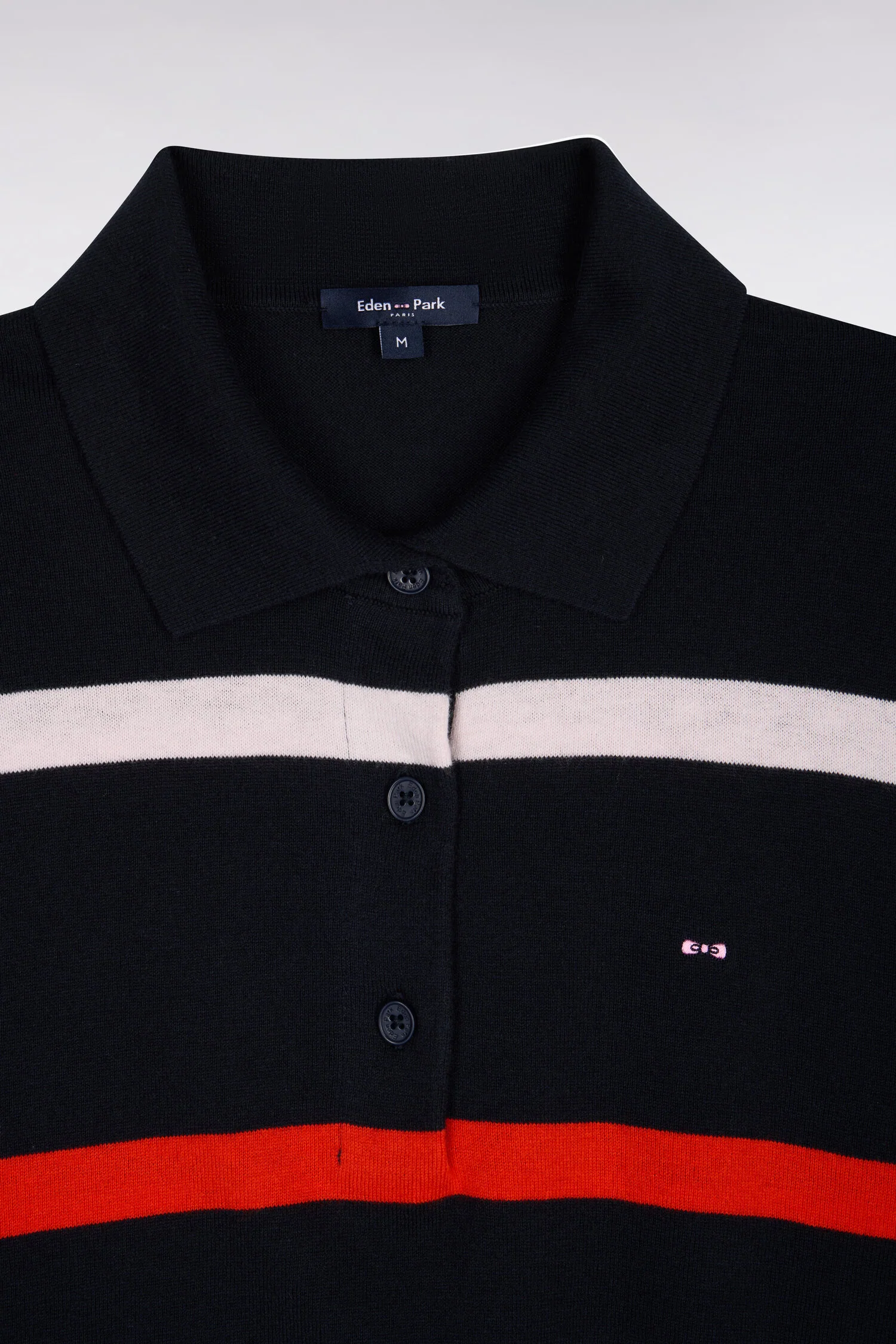 Pull maillot rayé en coton et soie mélangés marine - Image 6