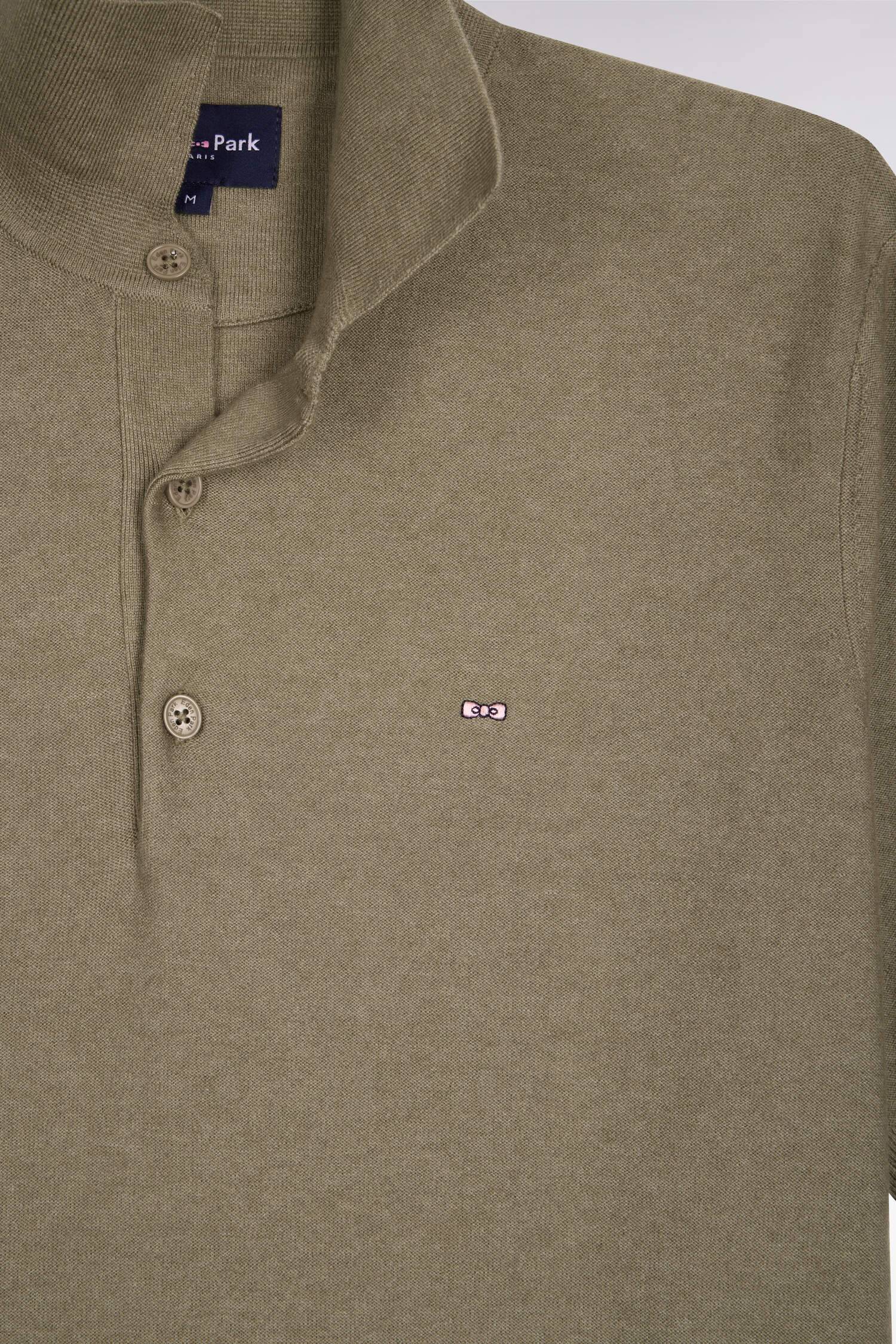 Pull manches courtes à col polo en coton et lyocell mélangés marron - Image 6