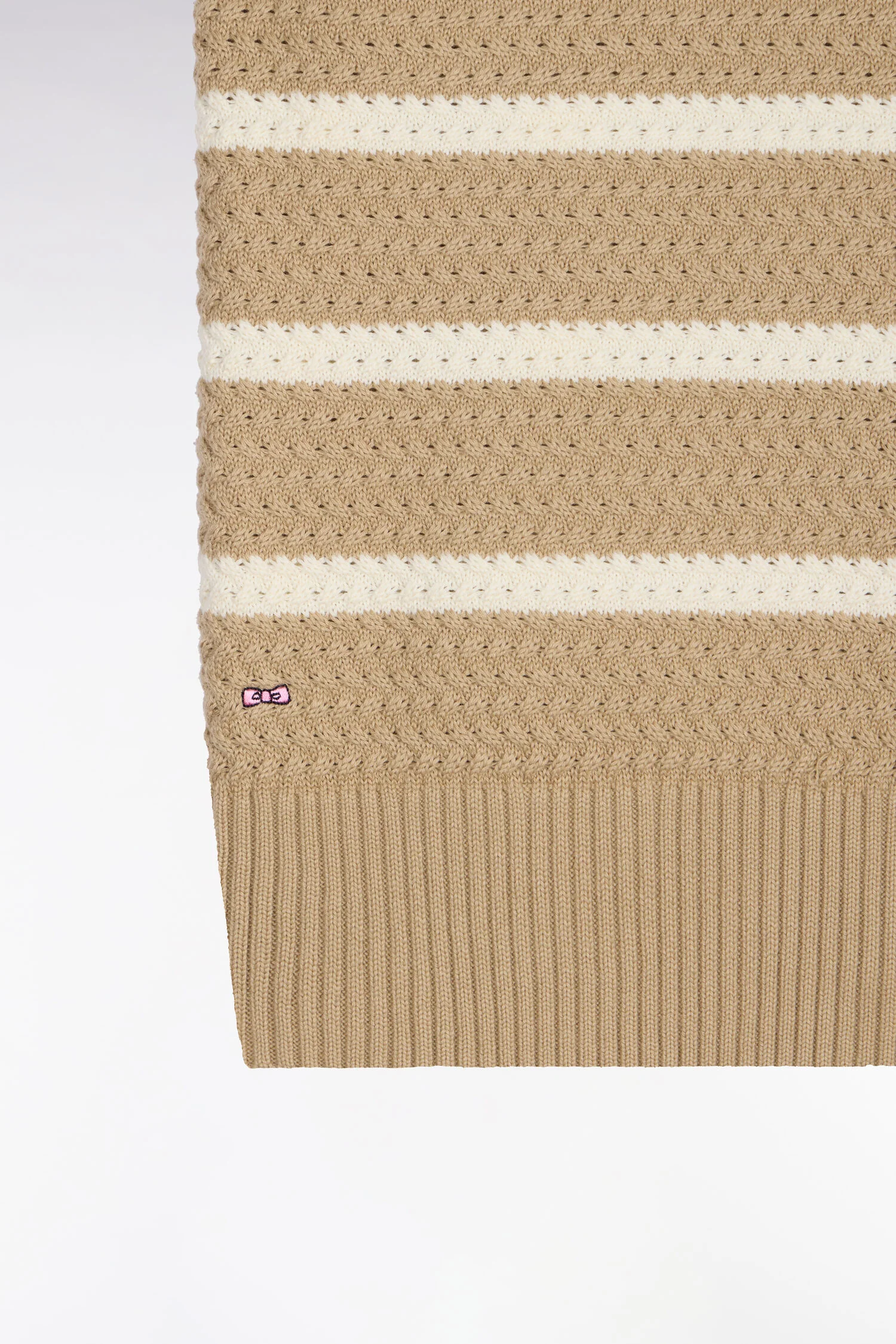 Pull marinière sans manche en coton tressé beige - Image 6